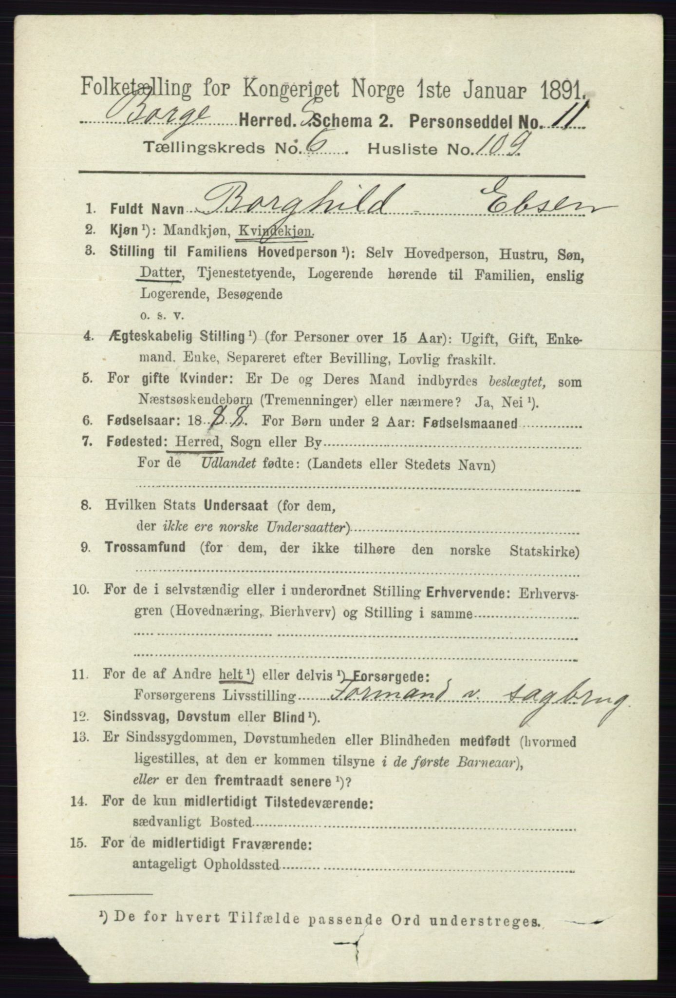 RA, 1891 census for 0113 Borge, 1891, p. 3883