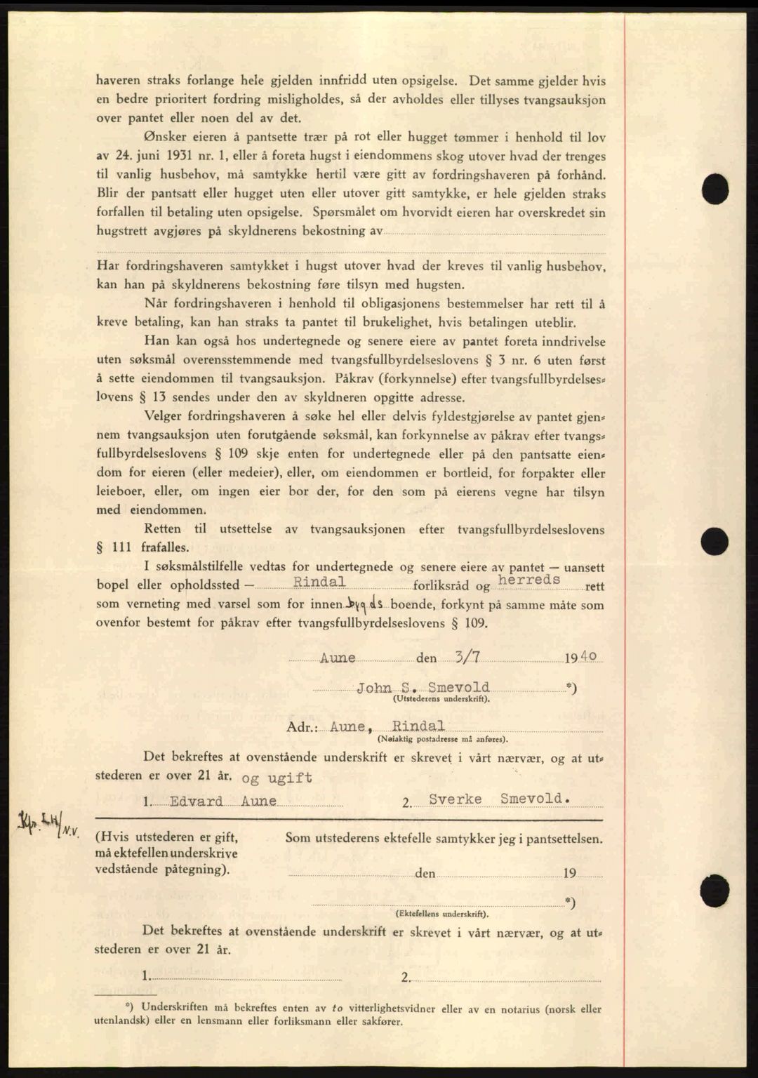 Nordmøre sorenskriveri, AV/SAT-A-4132/1/2/2Ca: Mortgage book no. B87, 1940-1941, Diary no: : 1073/1940