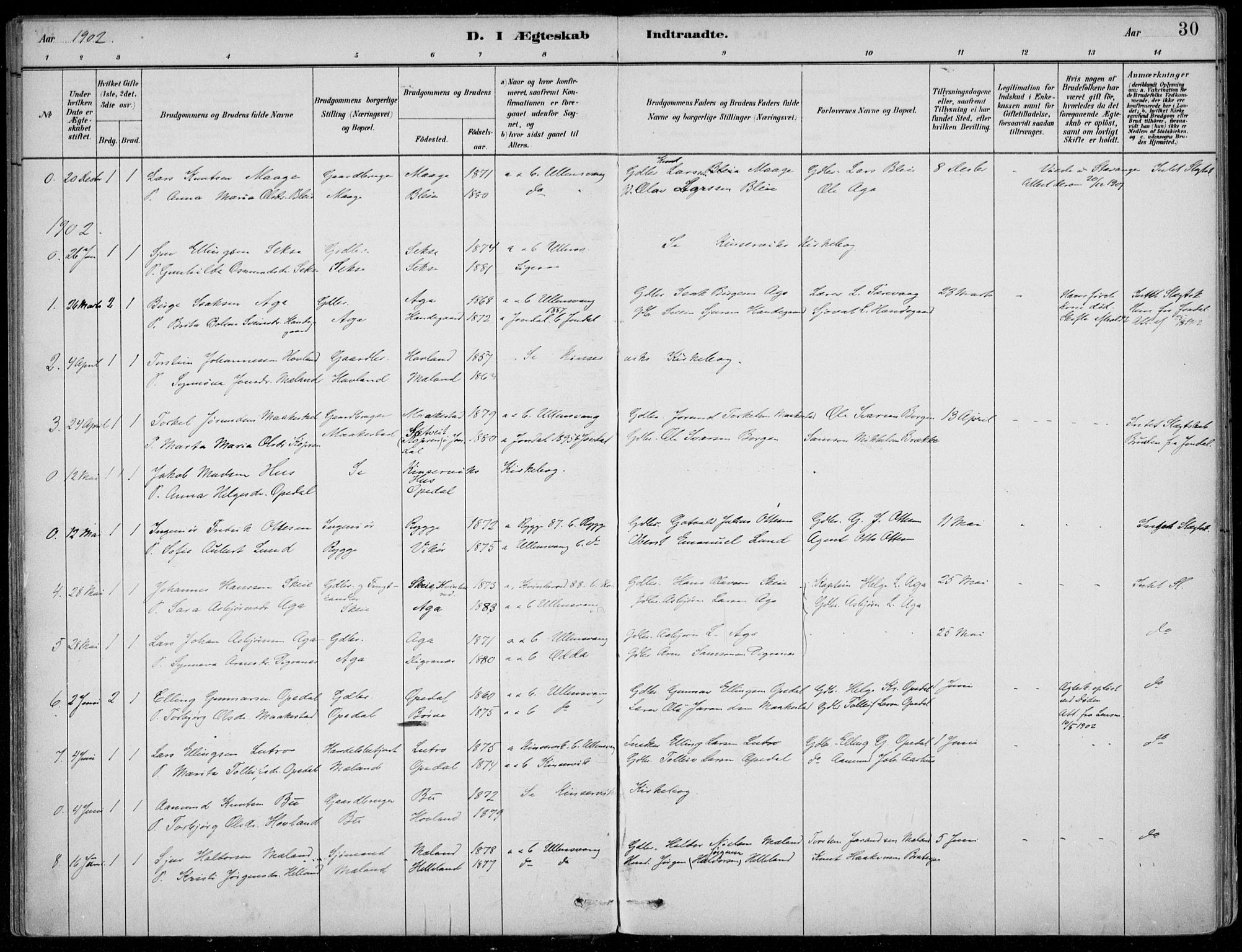 Ullensvang sokneprestembete, AV/SAB-A-78701/H/Haa: Parish register (official) no. B  3, 1882-1911, p. 30