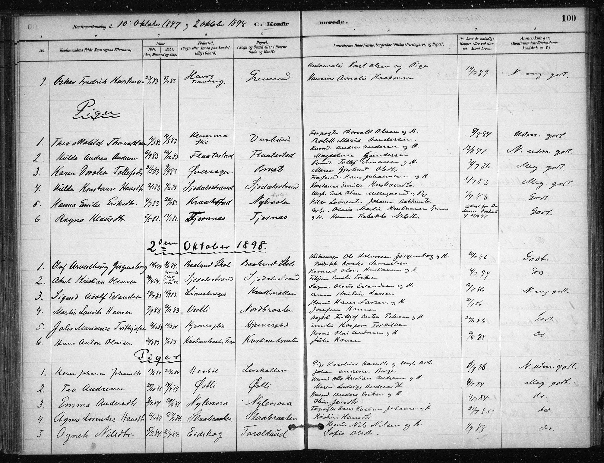 Nesodden prestekontor Kirkebøker, SAO/A-10013/F/Fb/L0001: Parish register (official) no. II 1, 1880-1915, p. 100