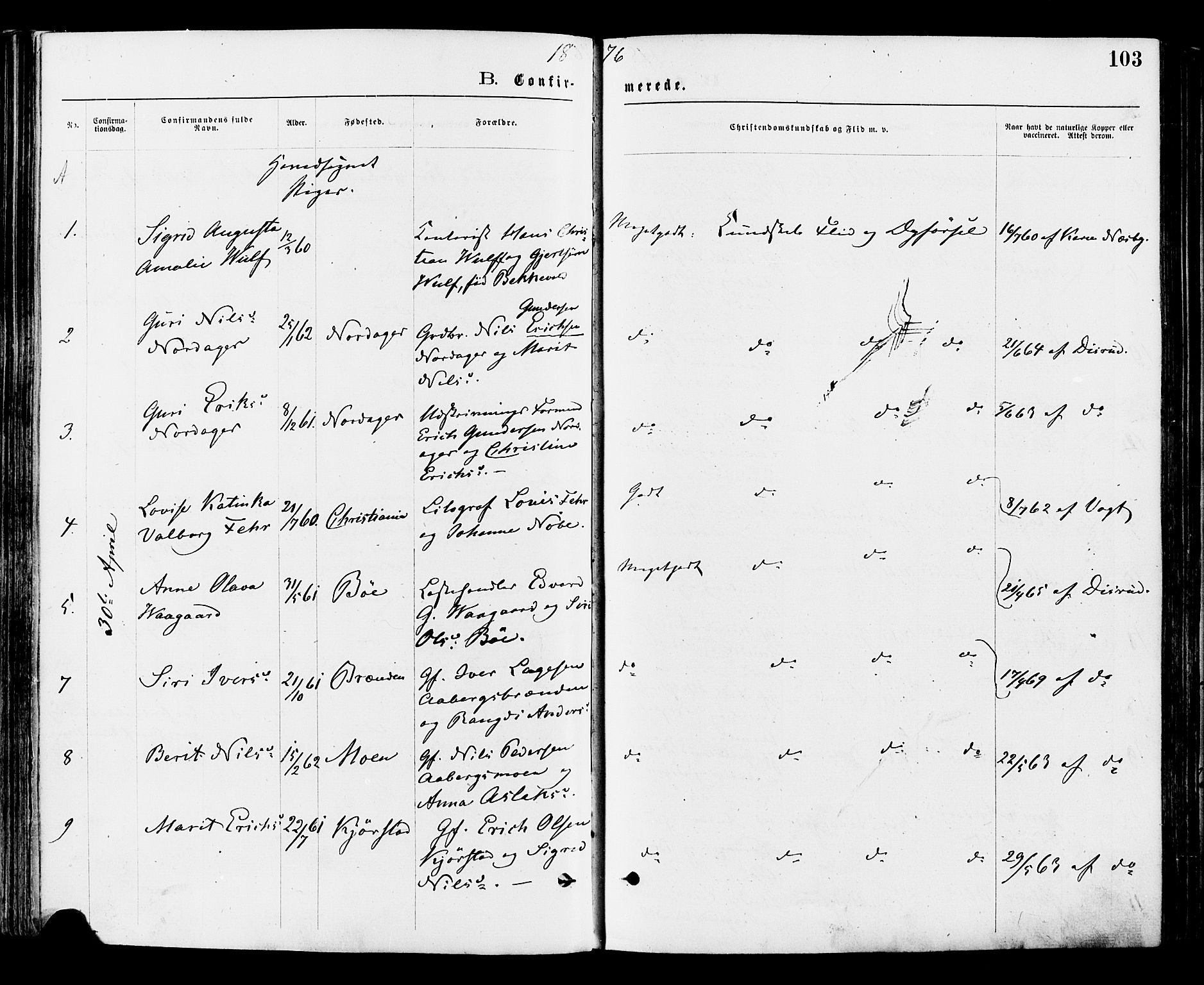 Nord-Aurdal prestekontor, AV/SAH-PREST-132/H/Ha/Haa/L0009: Parish register (official) no. 9, 1876-1882, p. 103