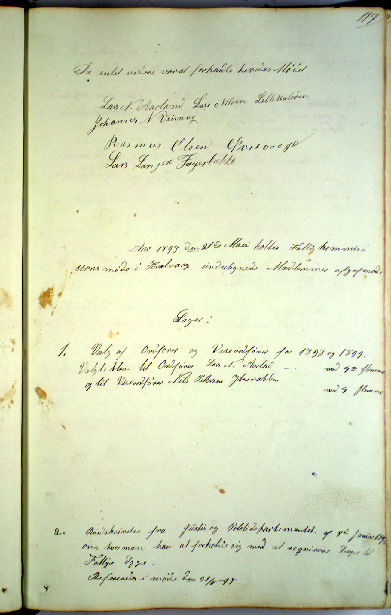 Austevoll kommune. Fattigstyret, IKAH/1244-311/A/Aa/L0001: Møtebok for Møgster fattigkommisjon og fattigstyre, 1846-1920, p. 117a