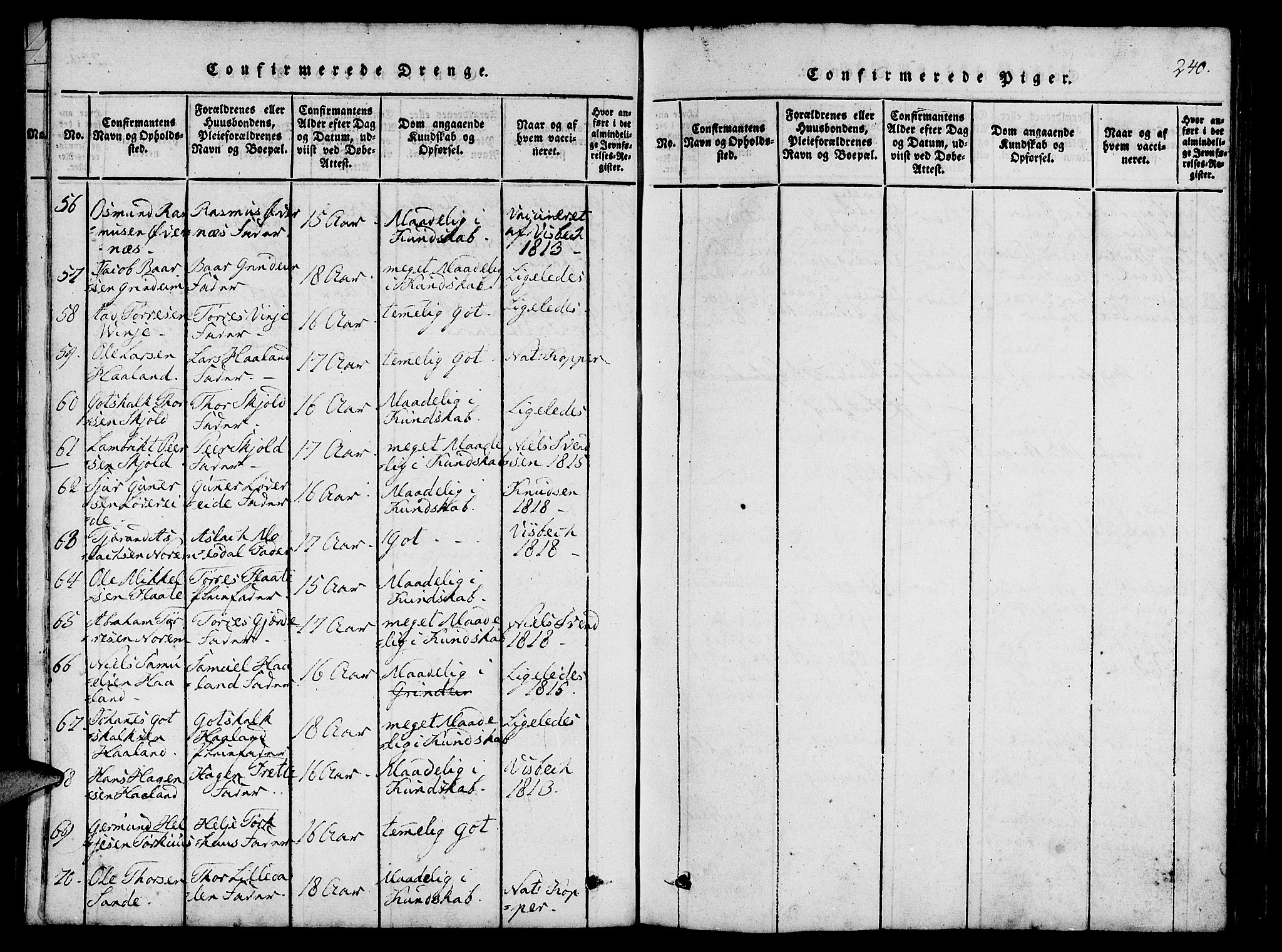 Etne sokneprestembete, SAB/A-75001/H/Haa: Parish register (official) no. A 6, 1815-1831, p. 240