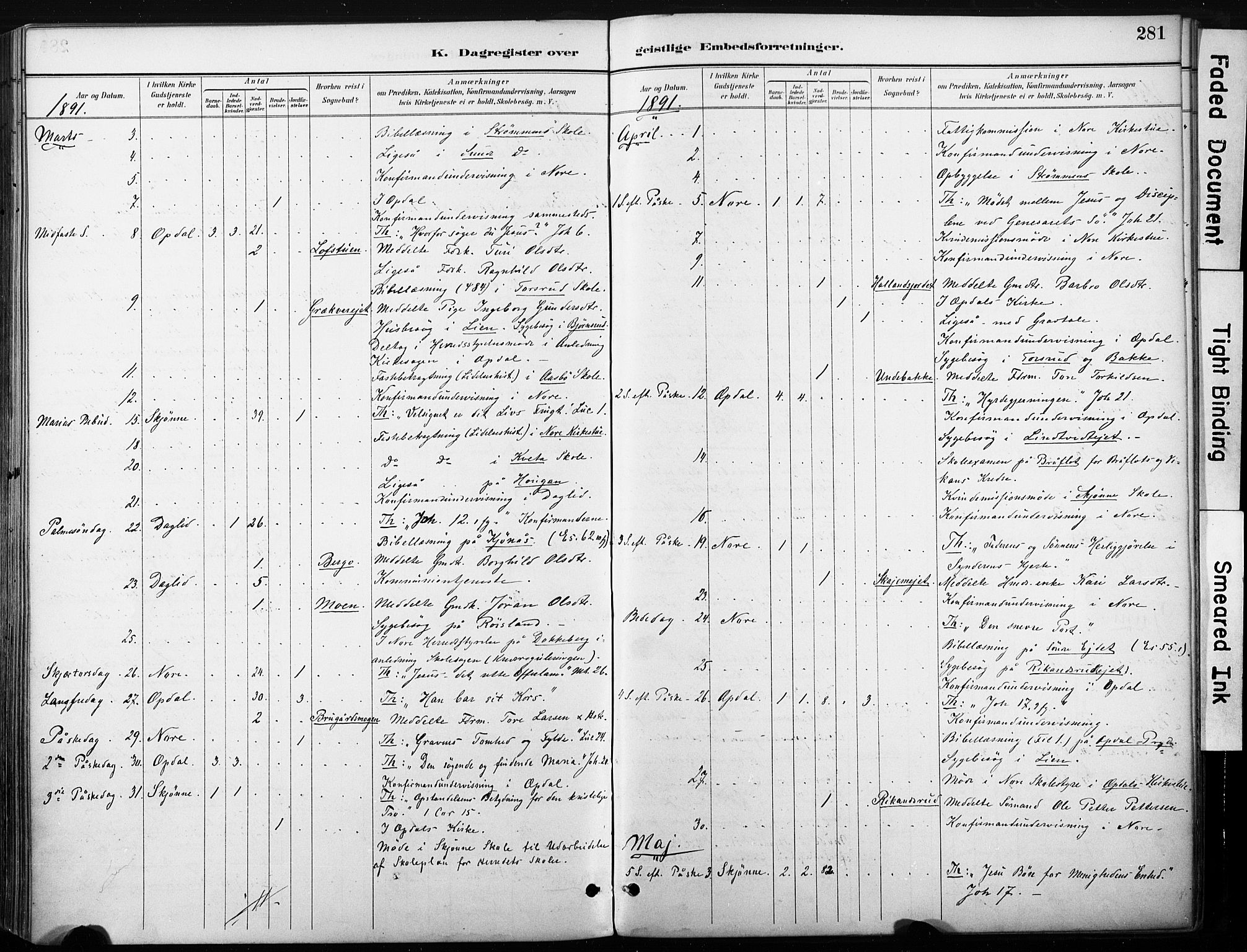 Nore kirkebøker, SAKO/A-238/F/Fb/L0002: Parish register (official) no. II 2, 1886-1906, p. 281