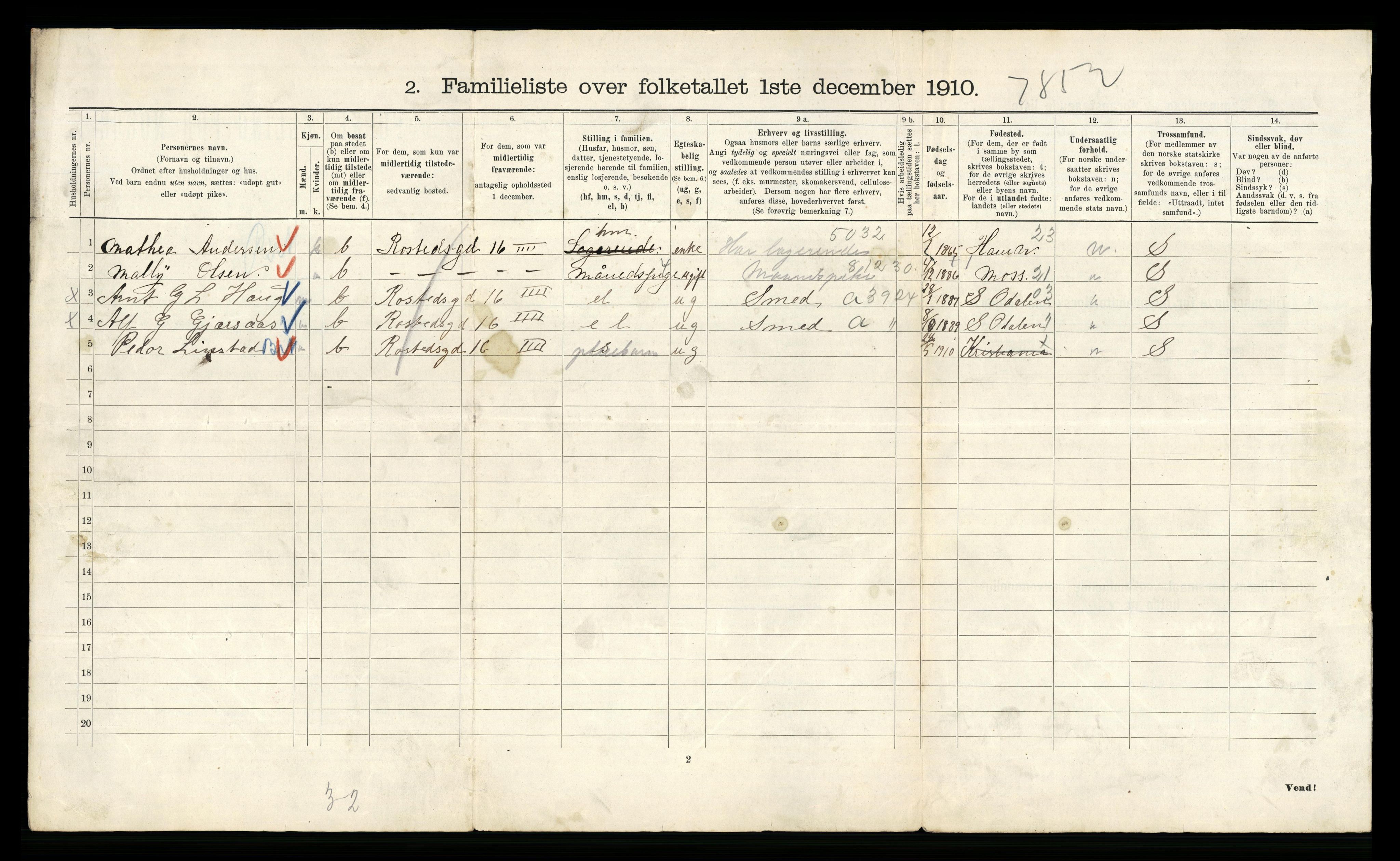 RA, 1910 census for Kristiania, 1910, p. 82122