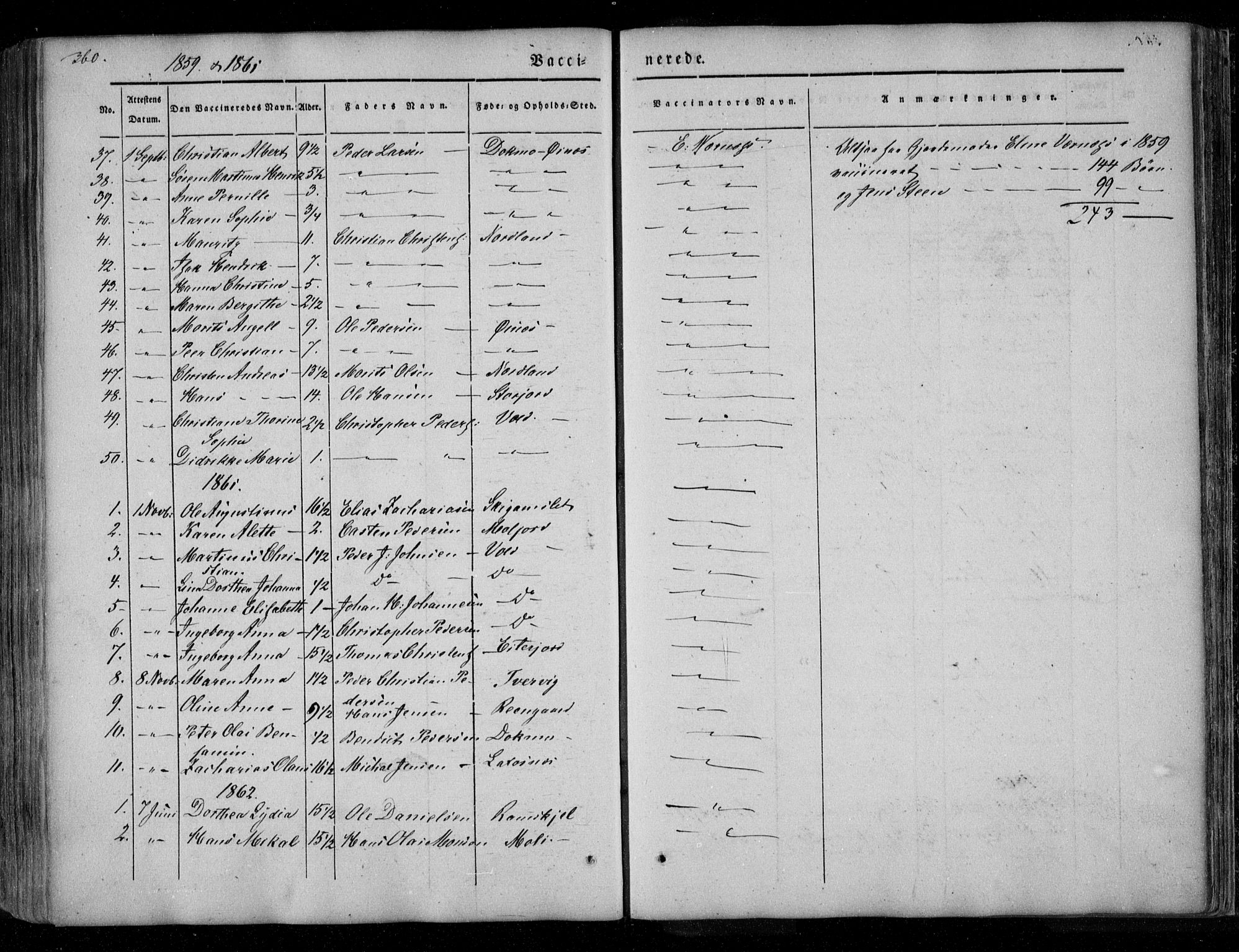 Ministerialprotokoller, klokkerbøker og fødselsregistre - Nordland, AV/SAT-A-1459/846/L0644: Parish register (official) no. 846A02, 1837-1872, p. 360