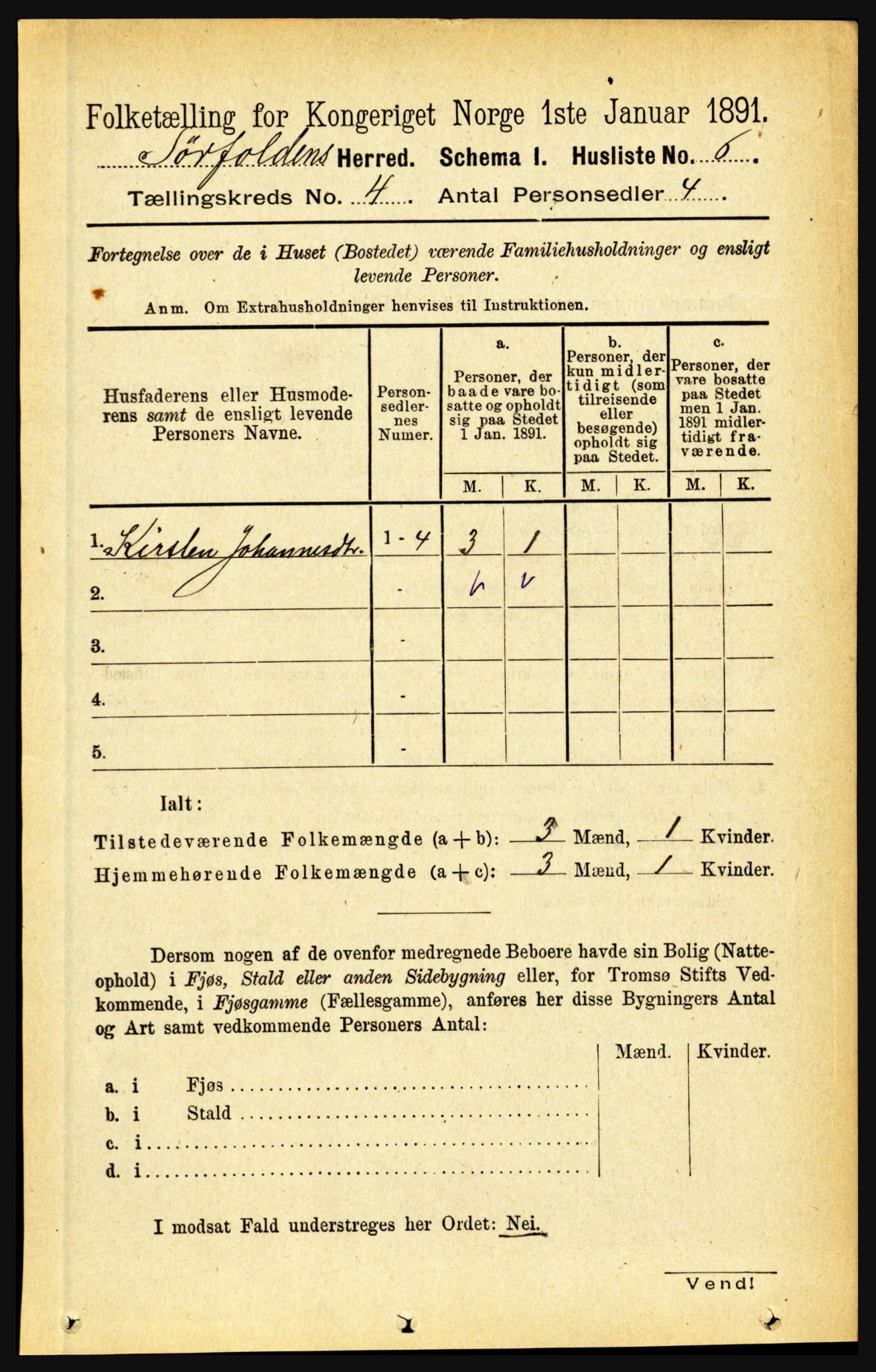 RA, 1891 census for 1845 Sørfold, 1891, p. 903