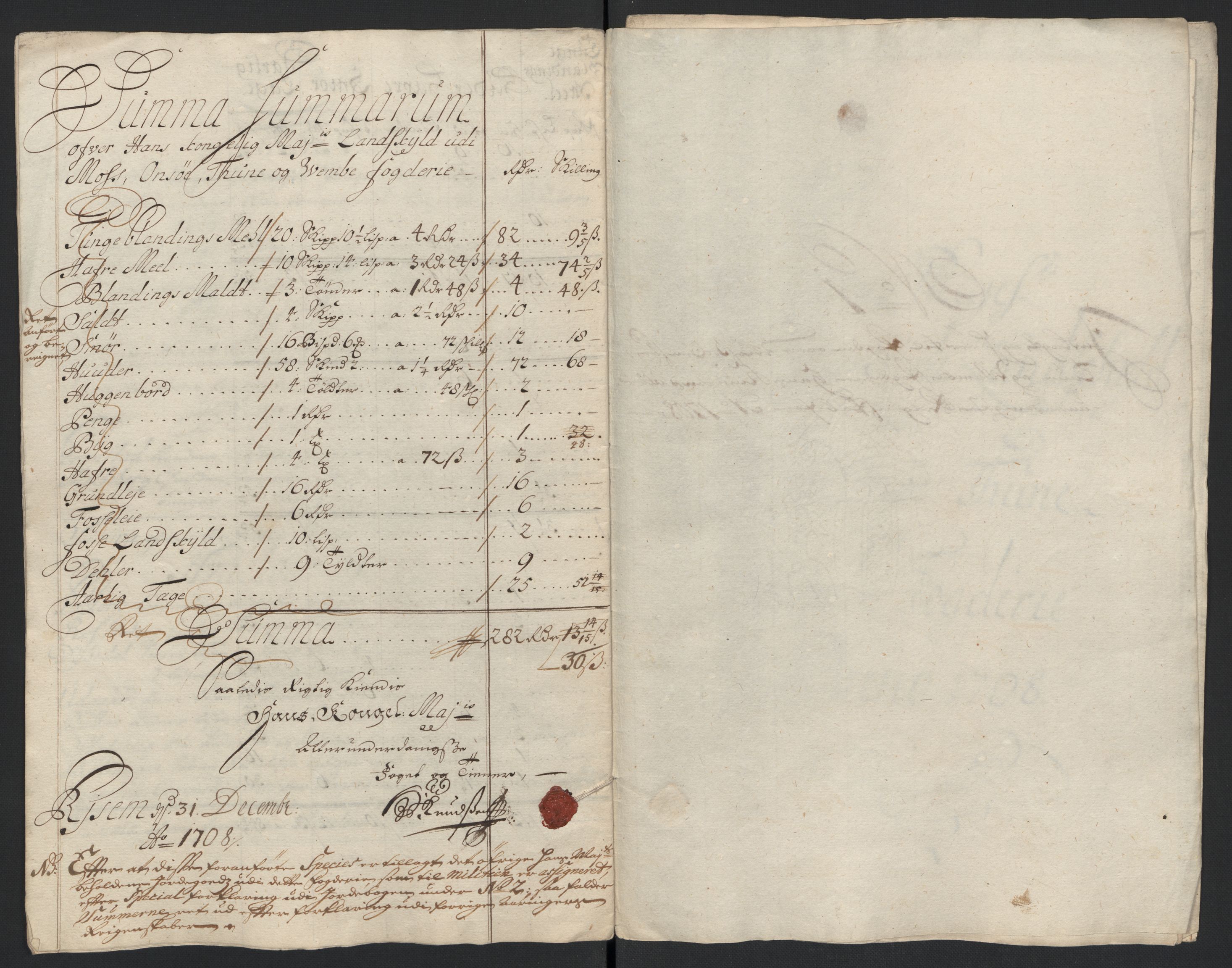 Rentekammeret inntil 1814, Reviderte regnskaper, Fogderegnskap, AV/RA-EA-4092/R04/L0134: Fogderegnskap Moss, Onsøy, Tune, Veme og Åbygge, 1707-1708, p. 267