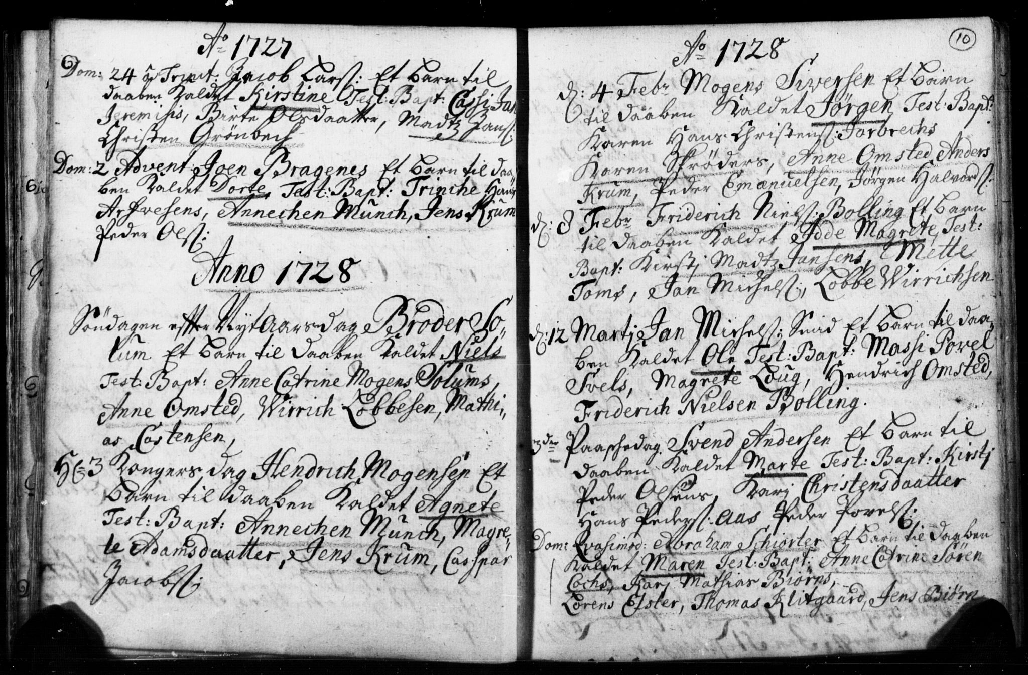 Strømsø kirkebøker, AV/SAKO-A-246/F/Fb/L0001: Parish register (official) no. II 1, 1725-1737, p. 10