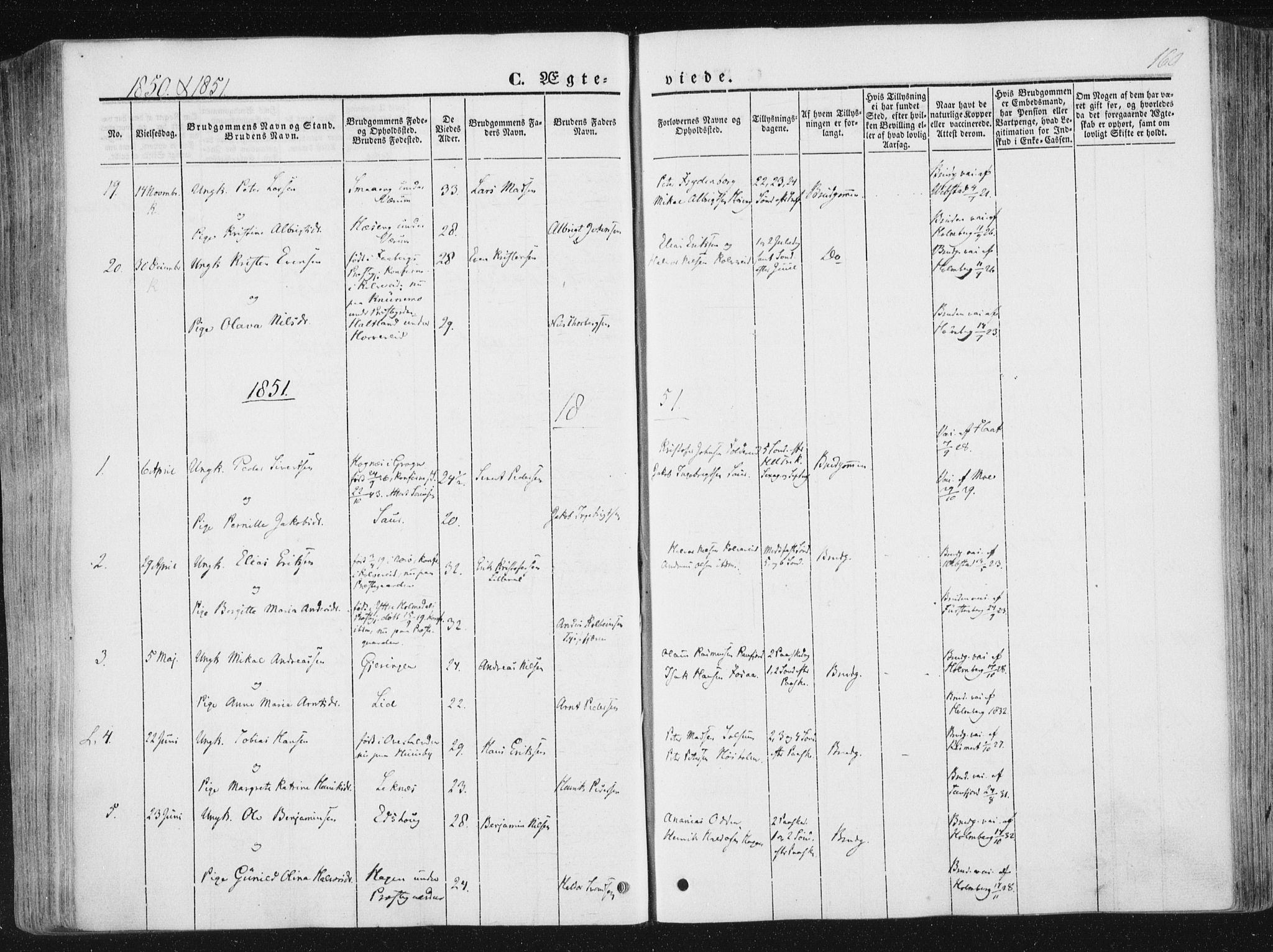 Ministerialprotokoller, klokkerbøker og fødselsregistre - Nord-Trøndelag, SAT/A-1458/780/L0640: Parish register (official) no. 780A05, 1845-1856, p. 169