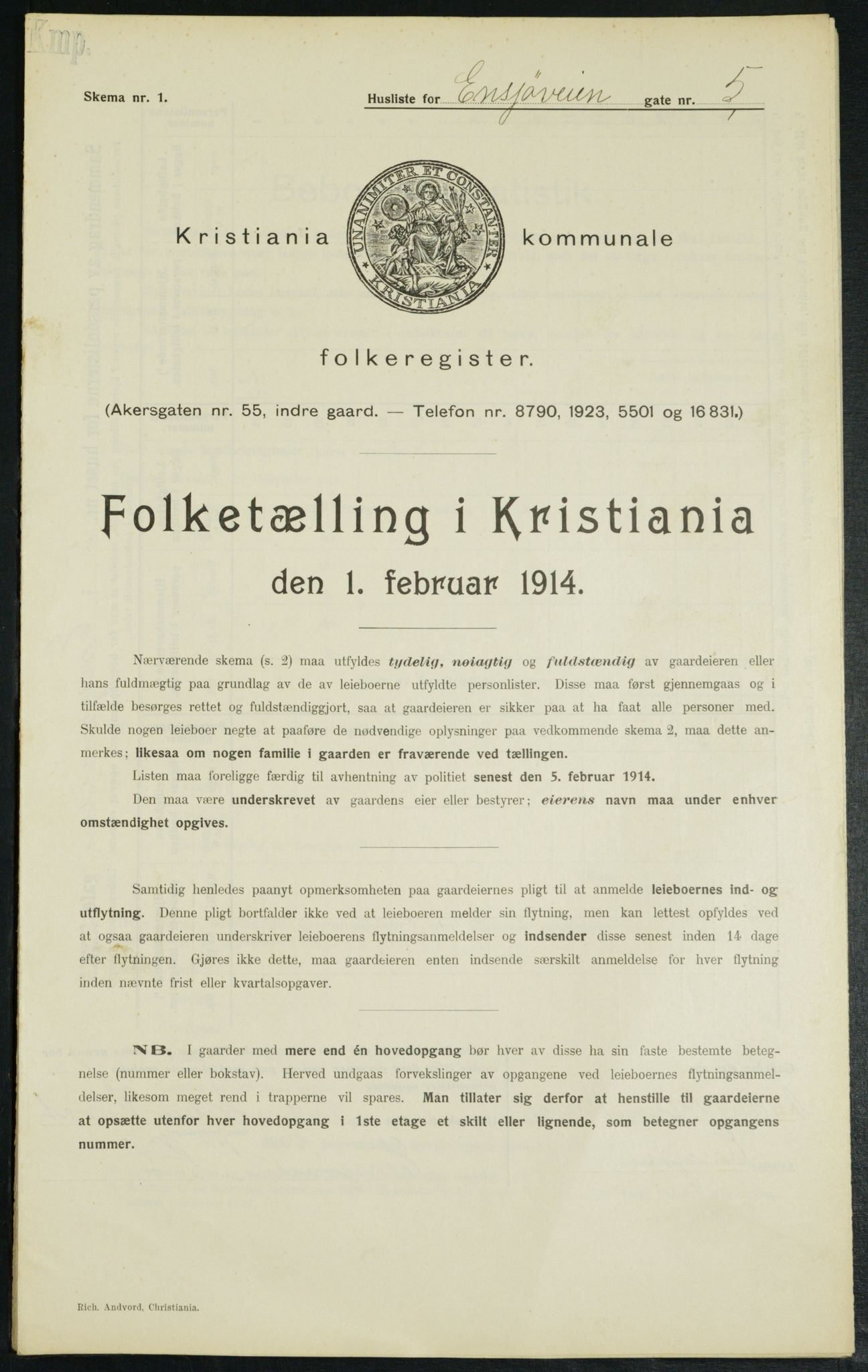 OBA, Municipal Census 1914 for Kristiania, 1914, p. 22104