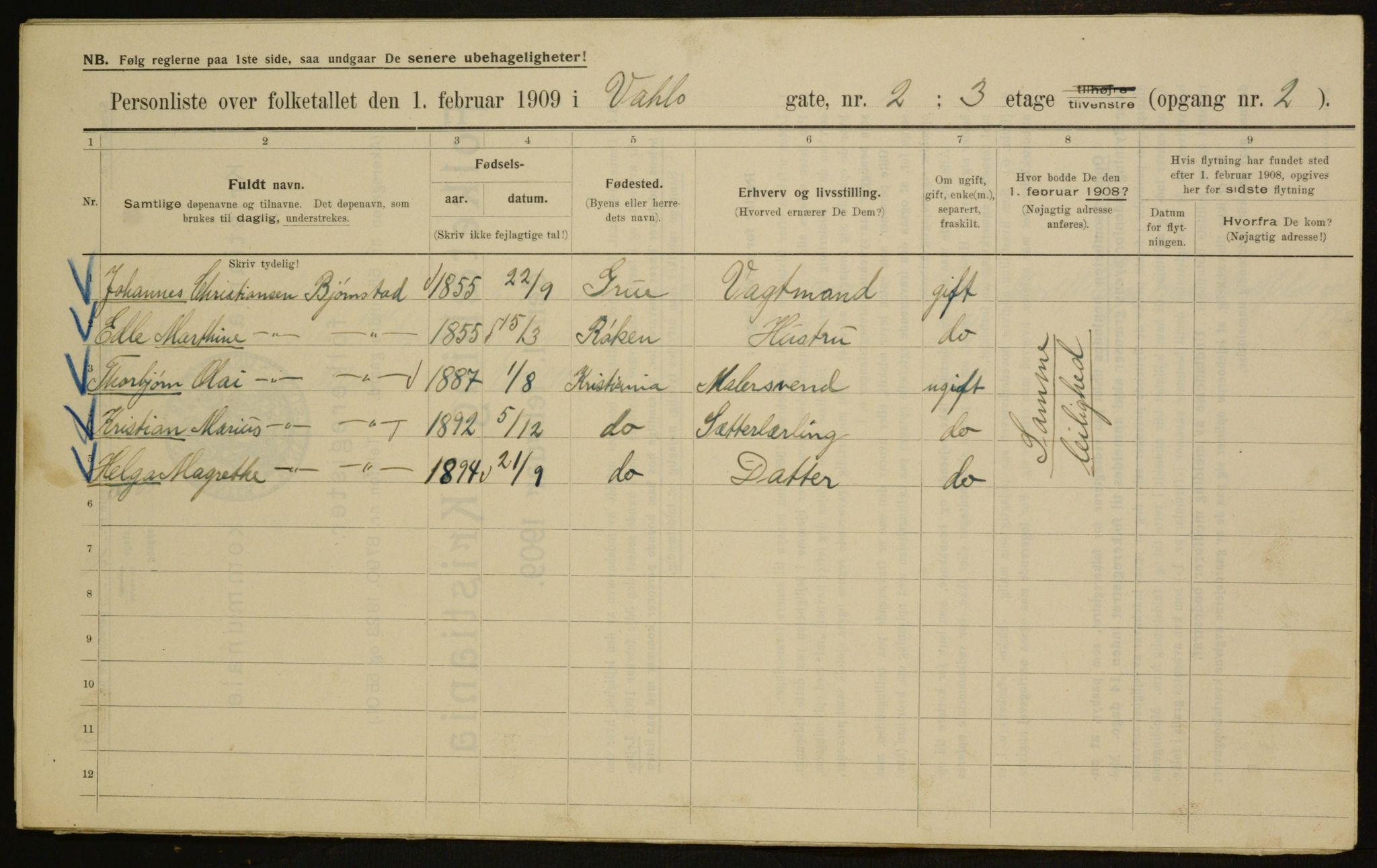 OBA, Municipal Census 1909 for Kristiania, 1909, p. 110231