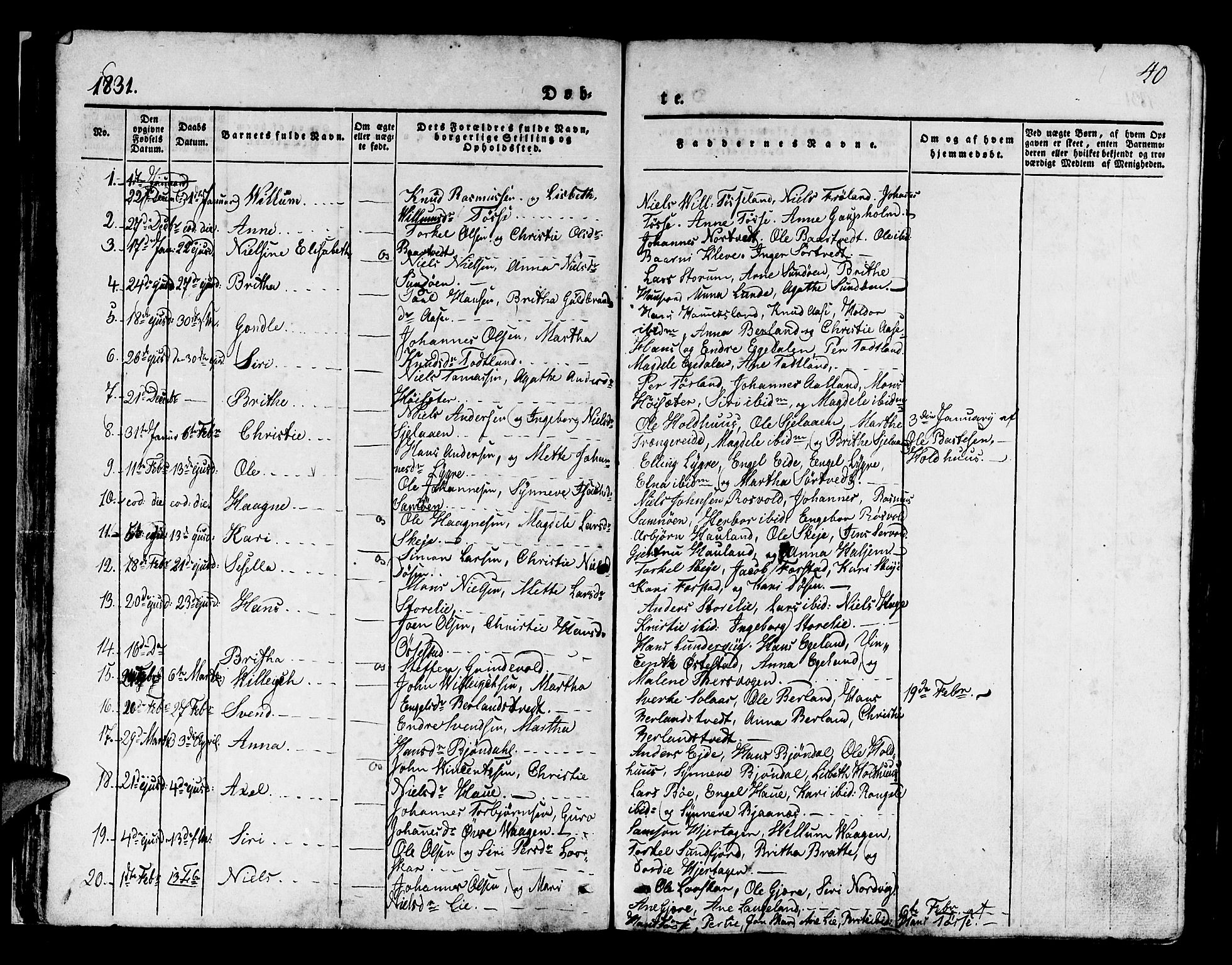 Os sokneprestembete, AV/SAB-A-99929: Parish register (official) no. A 14, 1826-1839, p. 40