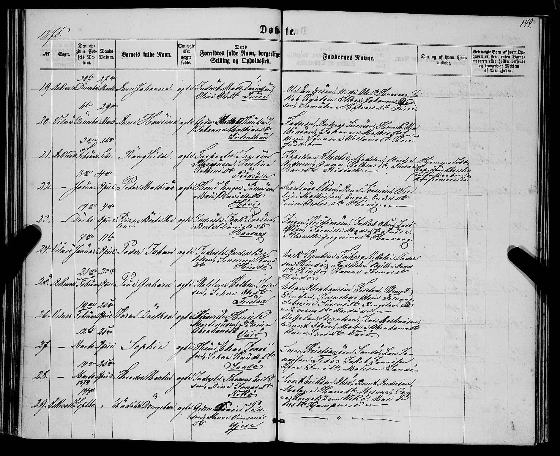 Askvoll sokneprestembete, AV/SAB-A-79501/H/Haa/Haaa/L0012: Parish register (official) no. A 12, 1859-1878, p. 149