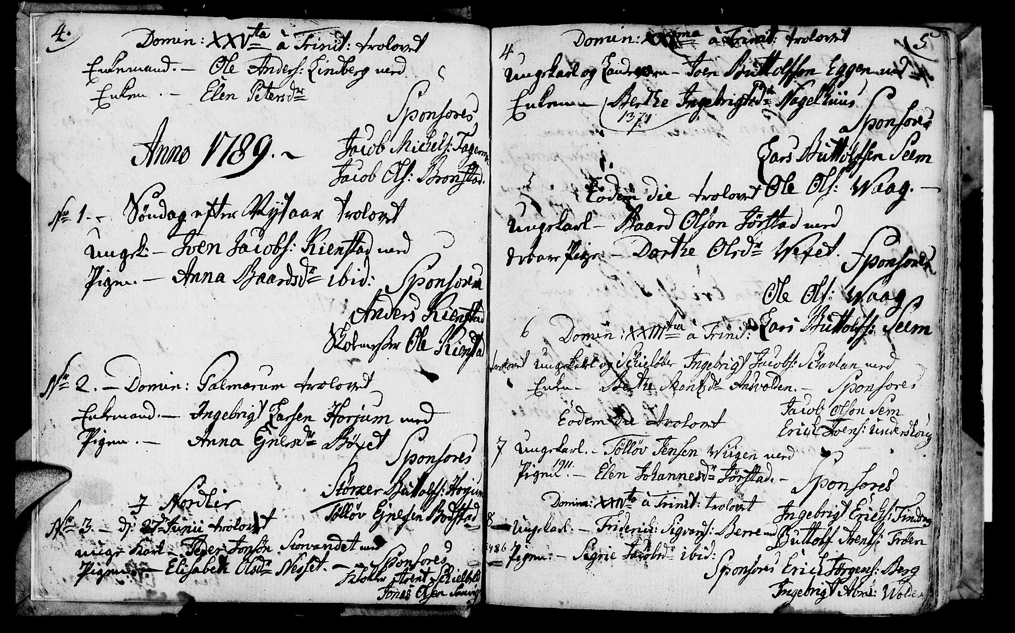 Ministerialprotokoller, klokkerbøker og fødselsregistre - Nord-Trøndelag, SAT/A-1458/749/L0468: Parish register (official) no. 749A02, 1787-1817, p. 4-5