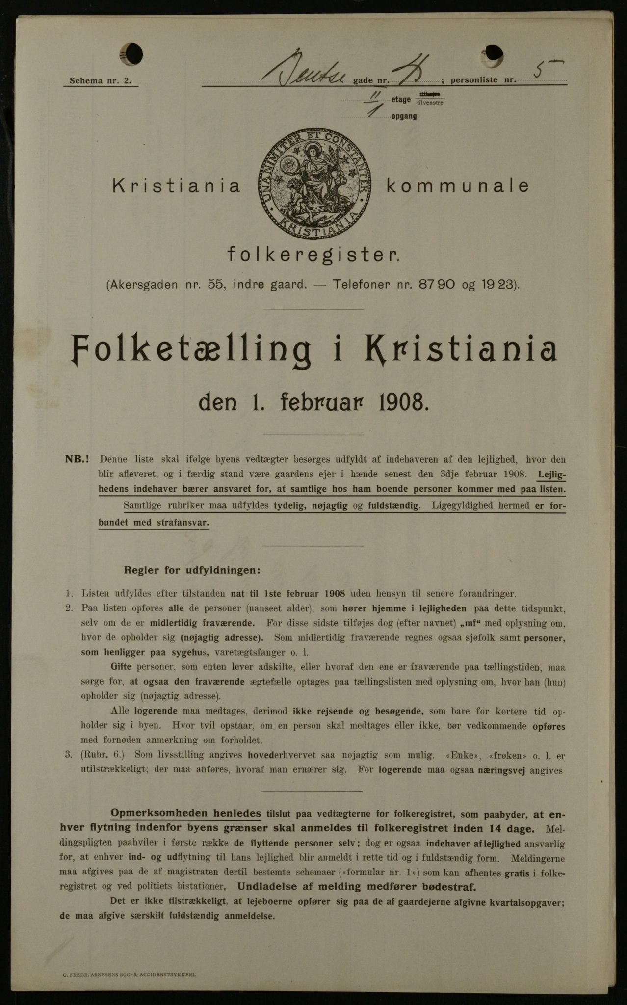 OBA, Municipal Census 1908 for Kristiania, 1908, p. 3629
