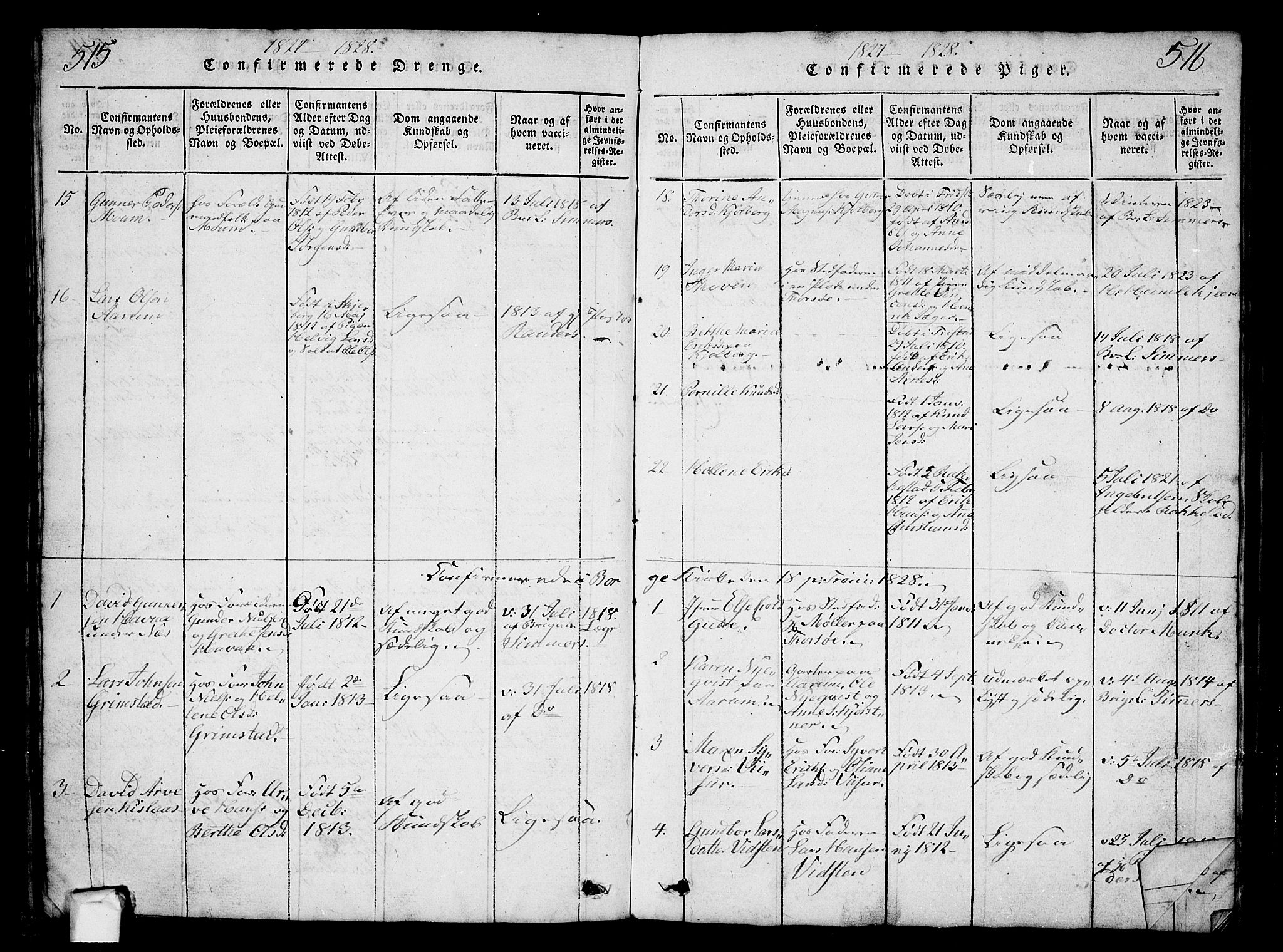 Borge prestekontor Kirkebøker, AV/SAO-A-10903/G/Ga/L0001: Parish register (copy) no.  I 1, 1815-1835, p. 515-516