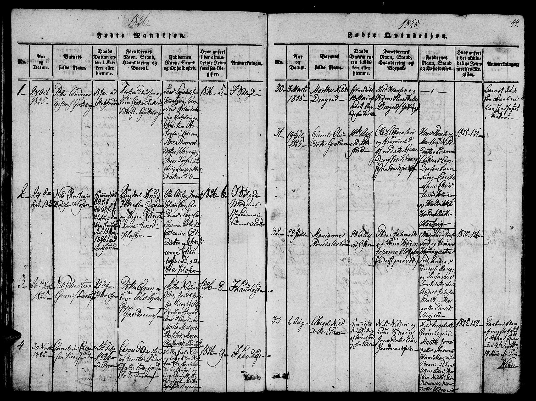 Ministerialprotokoller, klokkerbøker og fødselsregistre - Sør-Trøndelag, AV/SAT-A-1456/657/L0702: Parish register (official) no. 657A03, 1818-1831, p. 44