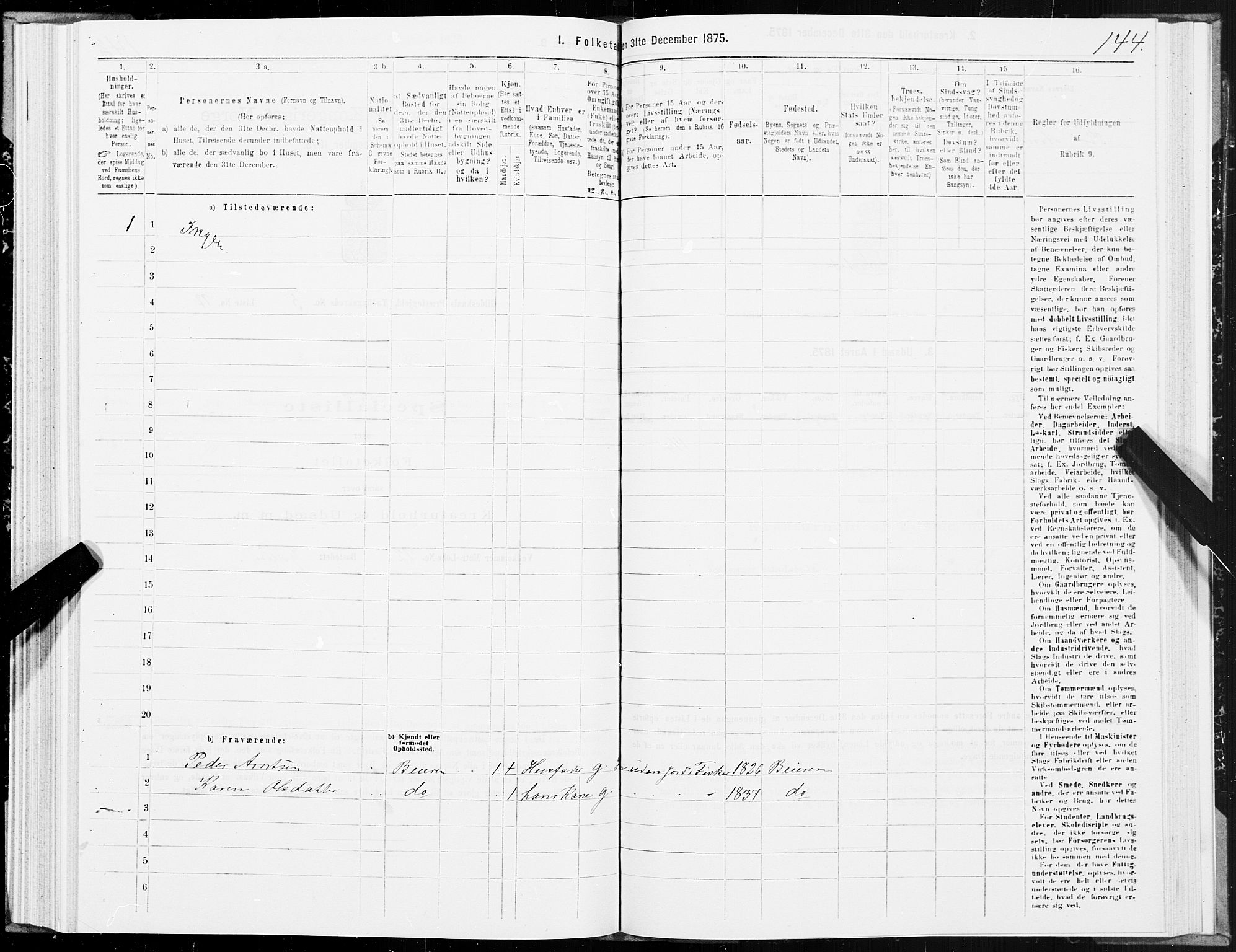 SAT, 1875 census for 1838P Gildeskål, 1875, p. 3144