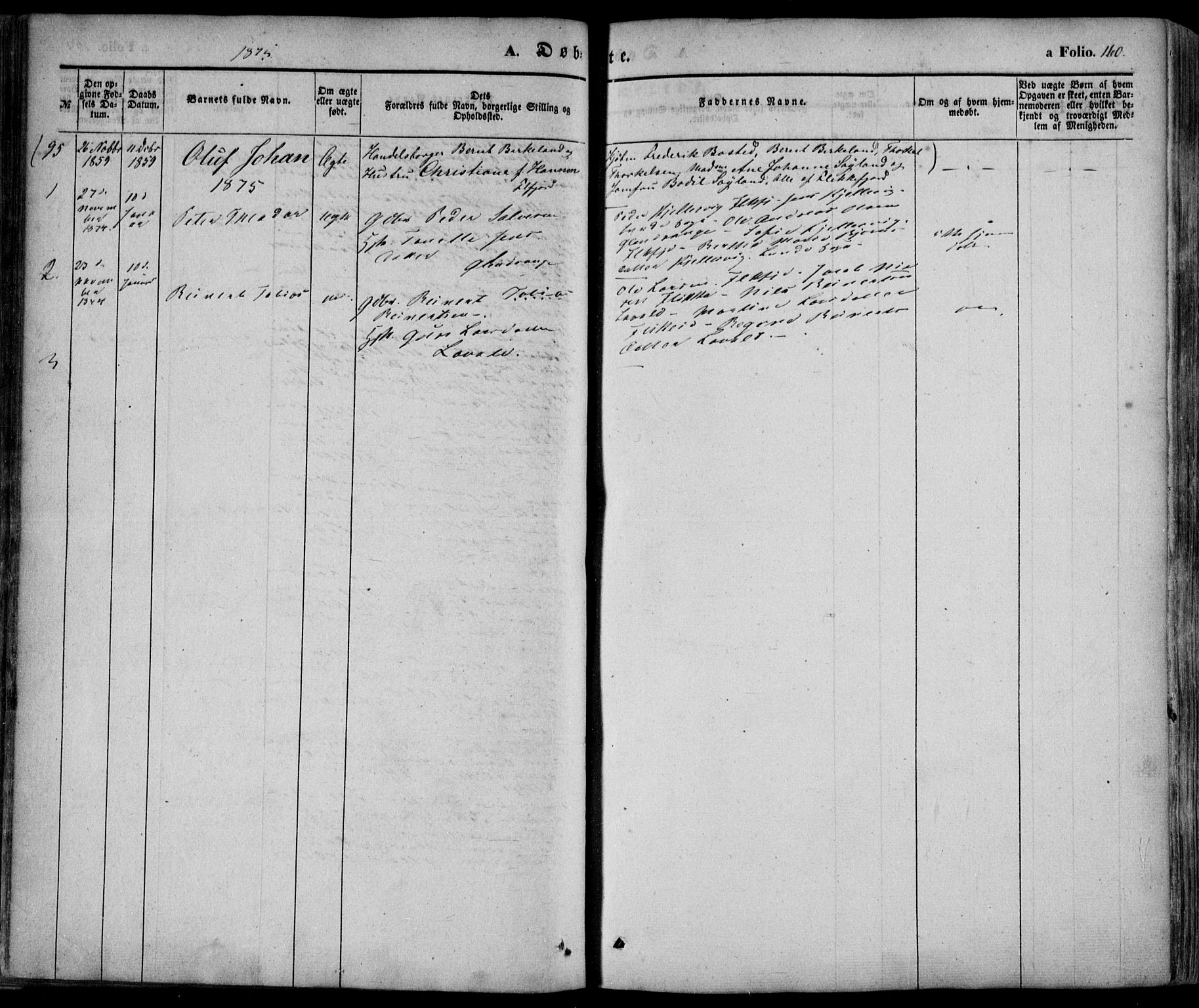 Flekkefjord sokneprestkontor, AV/SAK-1111-0012/F/Fa/Fac/L0005: Parish register (official) no. A 5, 1849-1875, p. 160