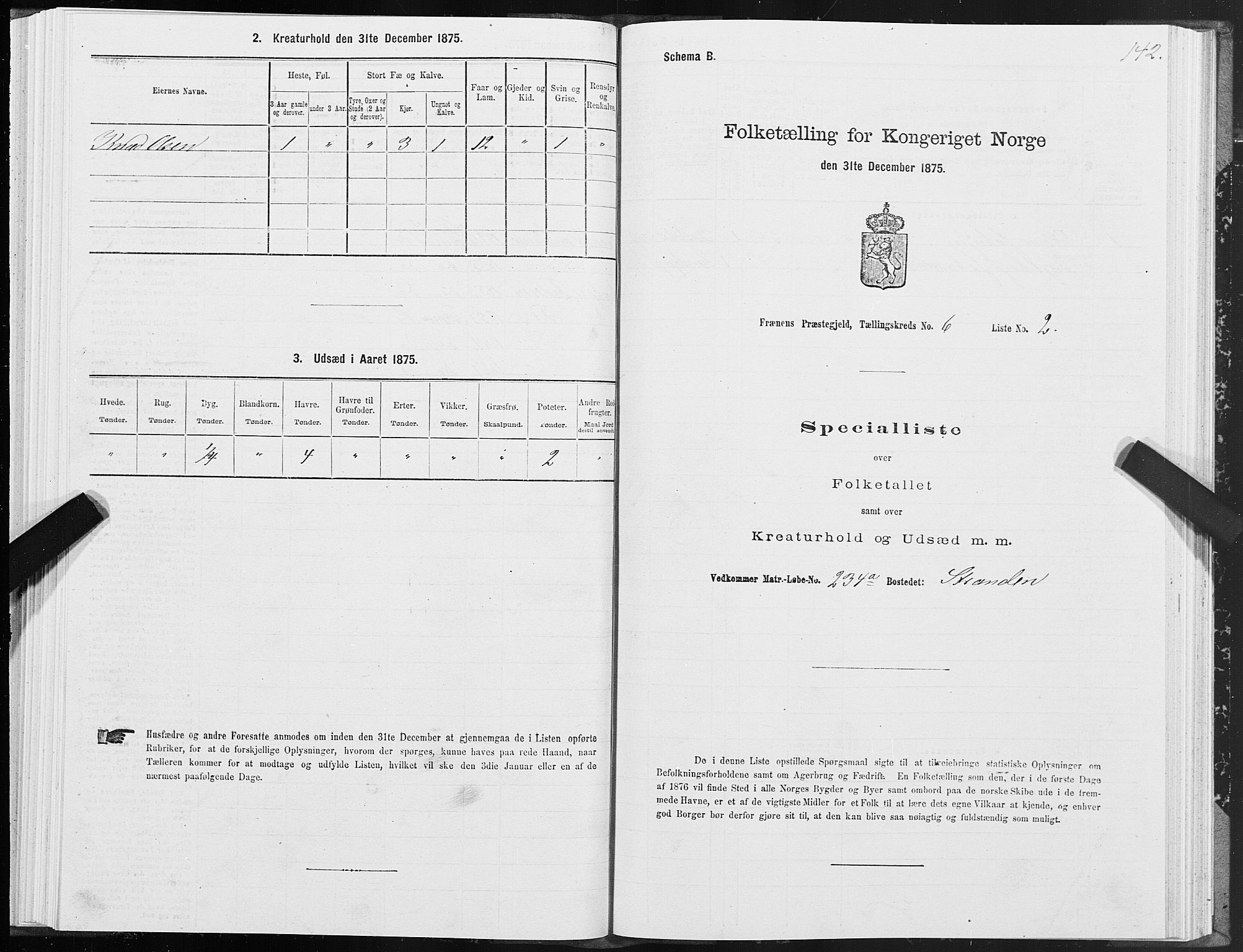 SAT, 1875 census for 1548P Fræna, 1875, p. 3142