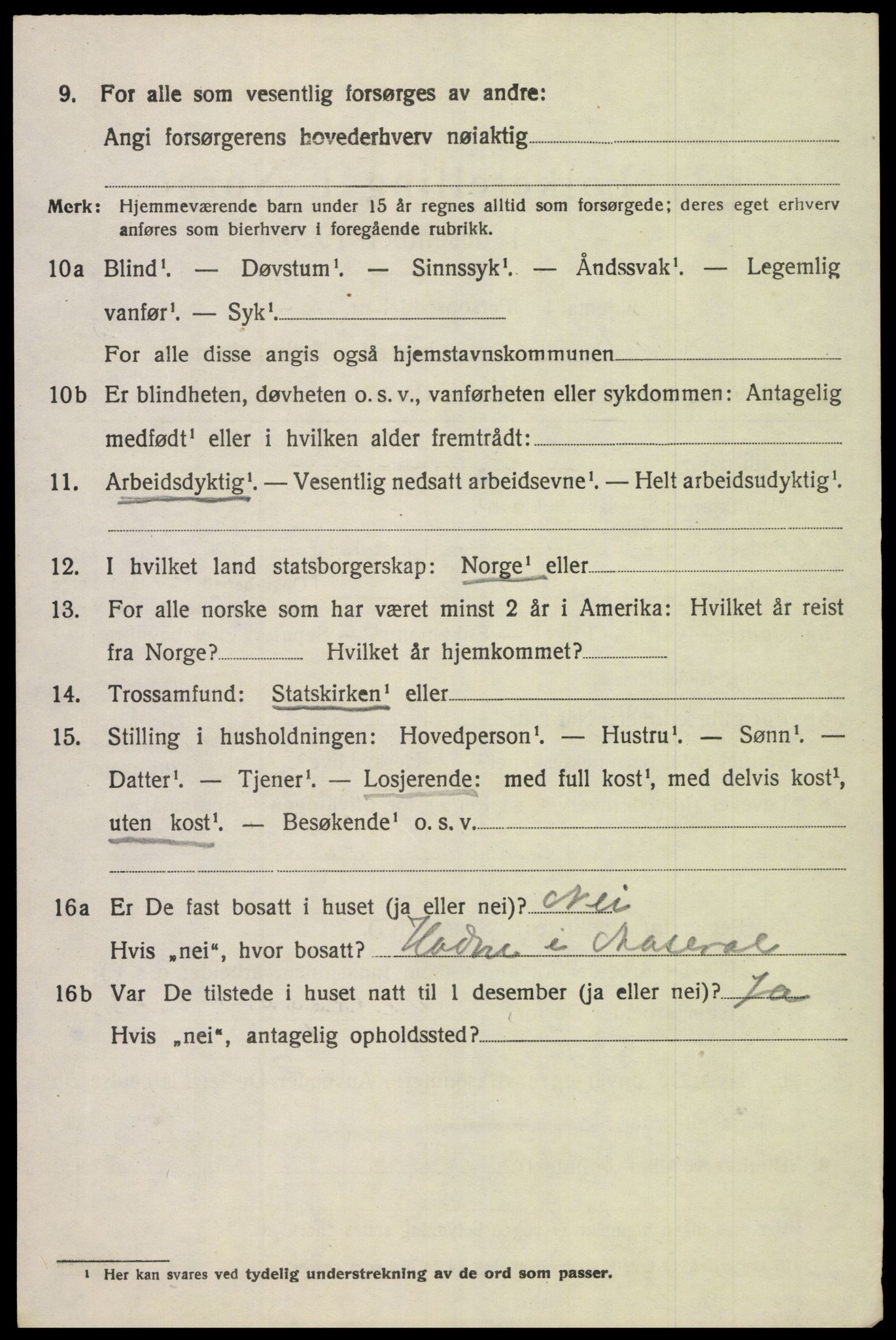 SAK, 1920 census for Åseral, 1920, p. 1141