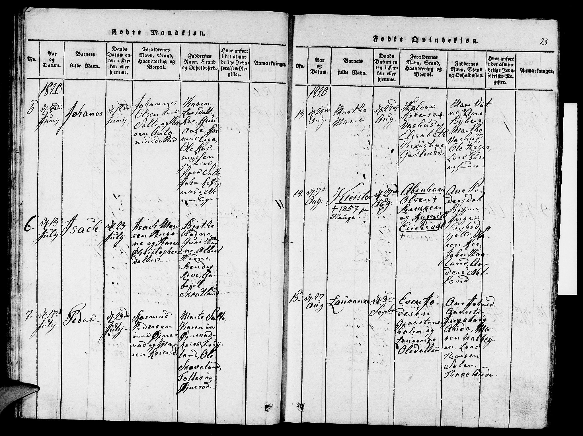 Klepp sokneprestkontor, SAST/A-101803/001/3/30BA/L0002: Parish register (official) no. A 2, 1816-1833, p. 23