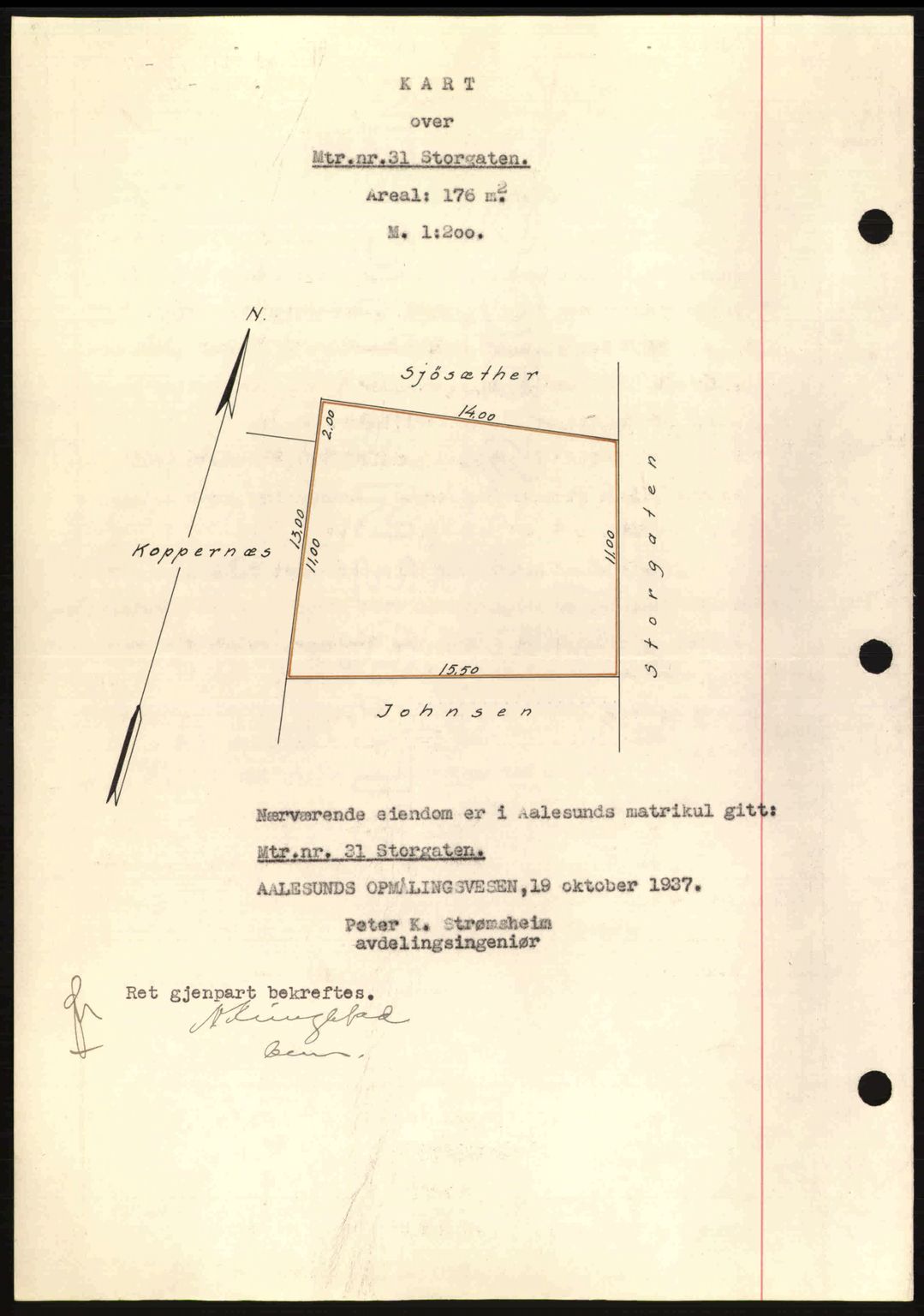 Ålesund byfogd, AV/SAT-A-4384: Mortgage book no. 34 I, 1936-1938, Diary no: : 1062/1937