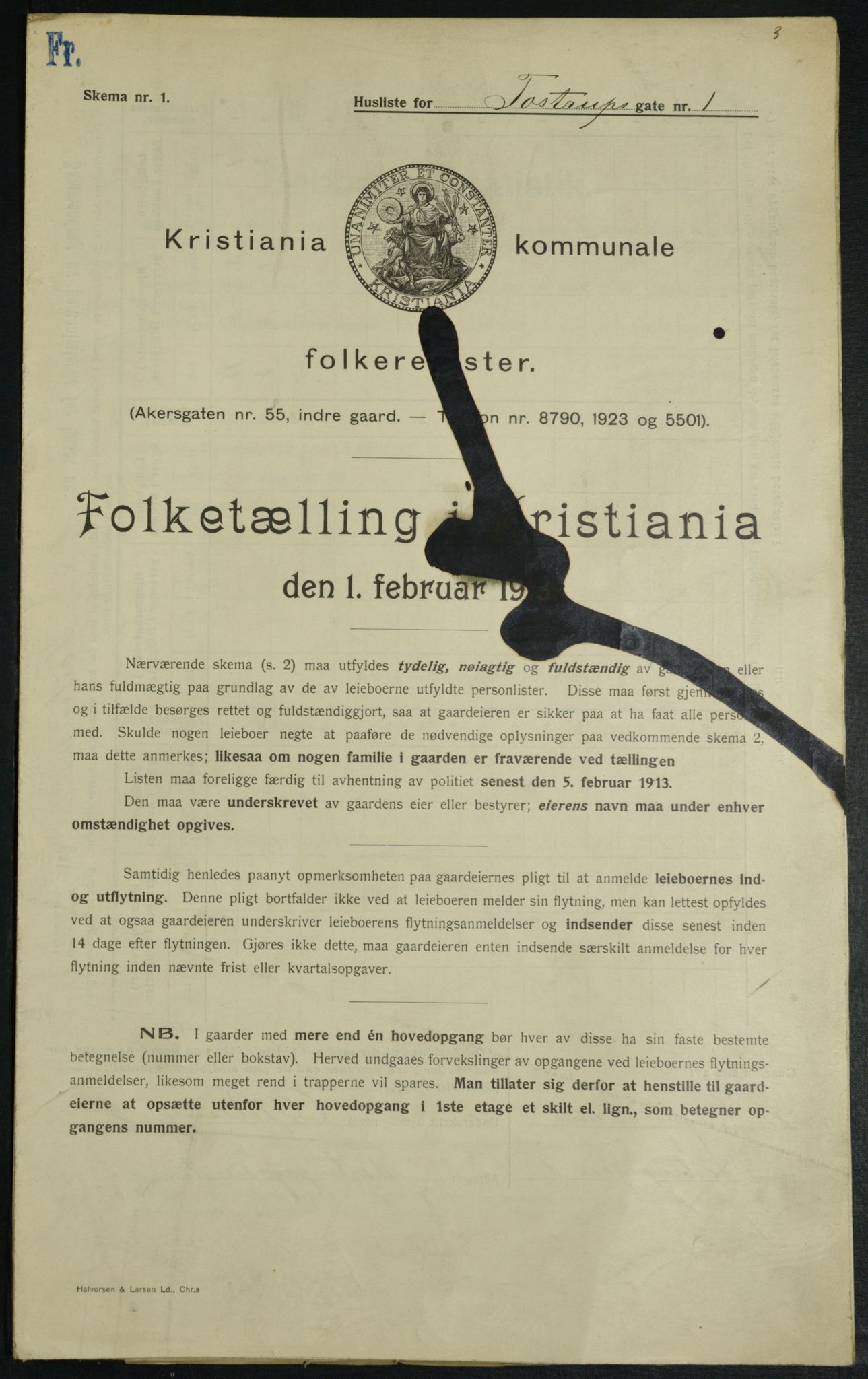 OBA, Municipal Census 1913 for Kristiania, 1913, p. 115124