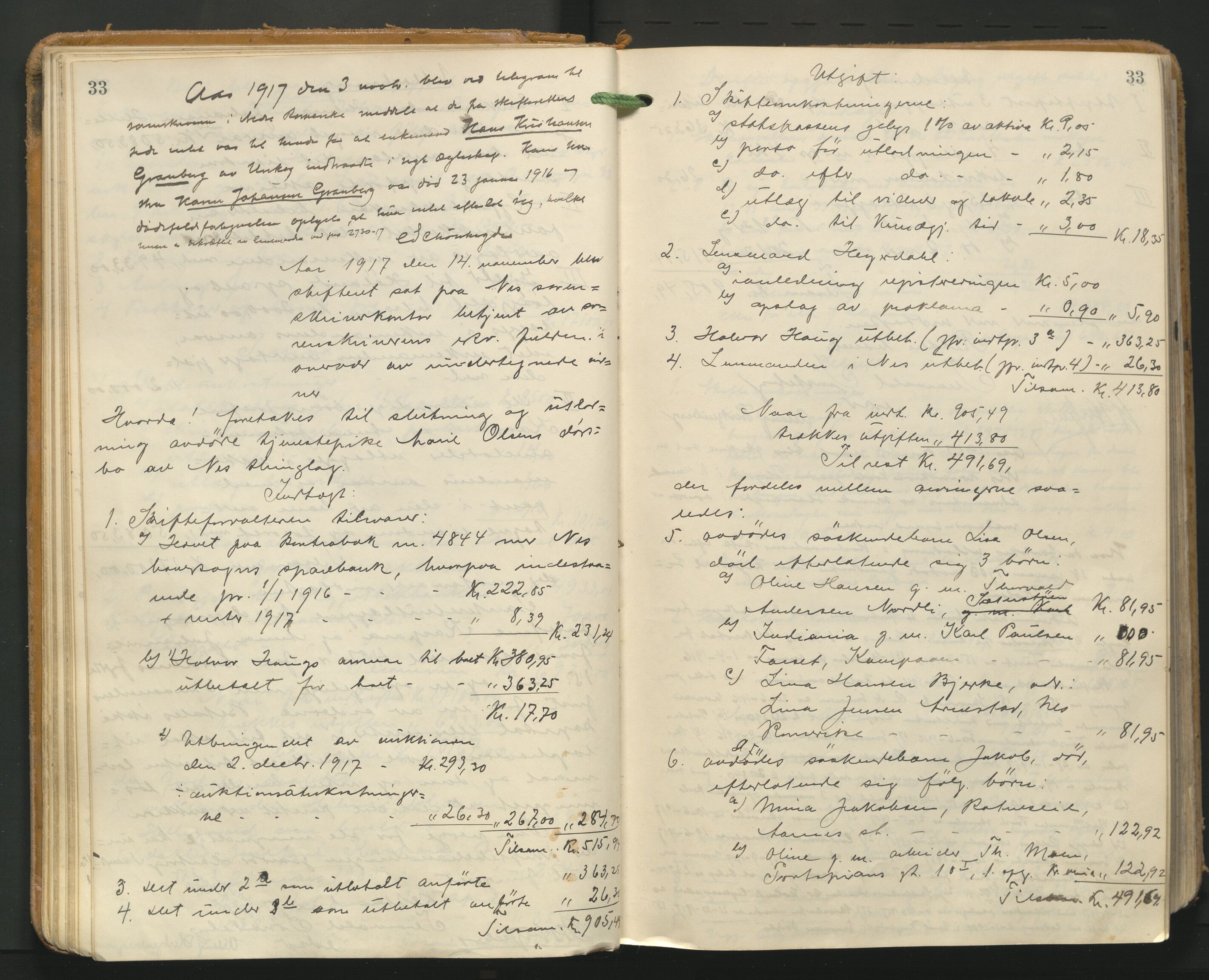 Nes tingrett, AV/SAO-A-10548/H/Hc/L0006: Utlodningsprotokoll, 1916-1943, p. 33