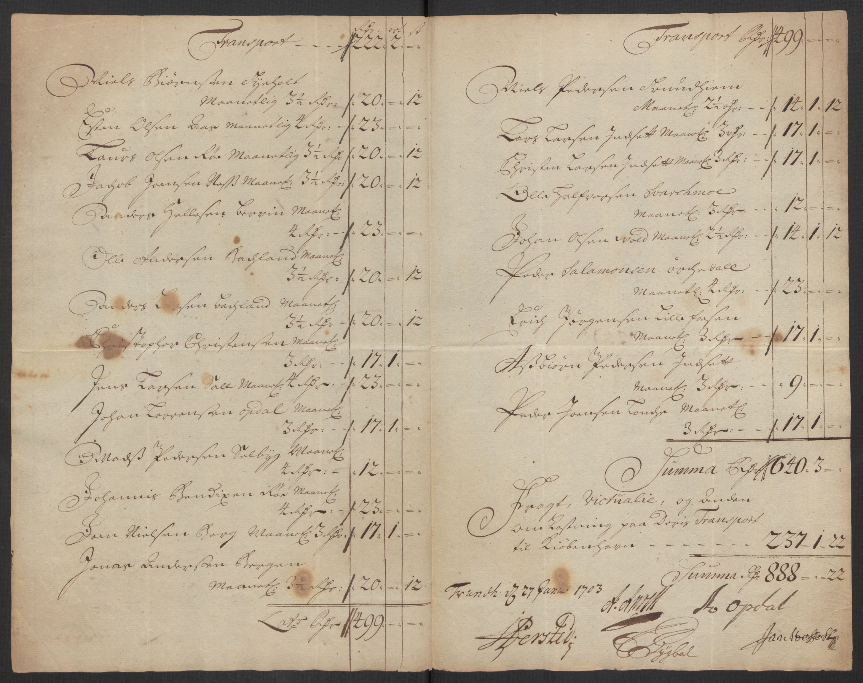 Rentekammeret inntil 1814, Reviderte regnskaper, Byregnskaper, AV/RA-EA-4066/R/Rs/L0507: [S3] Kontribusjonsregnskap, 1699-1711, p. 342