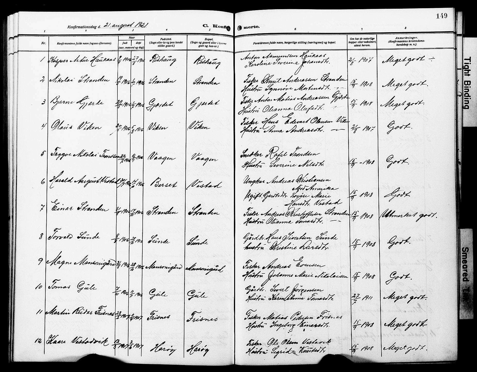 Ministerialprotokoller, klokkerbøker og fødselsregistre - Møre og Romsdal, SAT/A-1454/566/L0774: Parish register (copy) no. 566C03, 1910-1929, p. 149