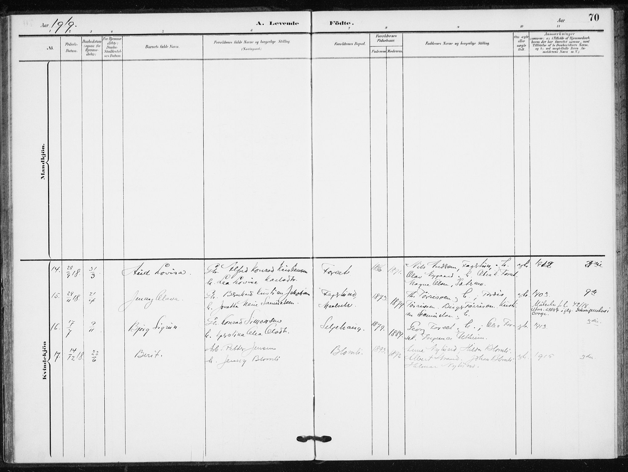 Målselv sokneprestembete, SATØ/S-1311/G/Ga/Gaa/L0013kirke: Parish register (official) no. 13, 1903-1919, p. 70
