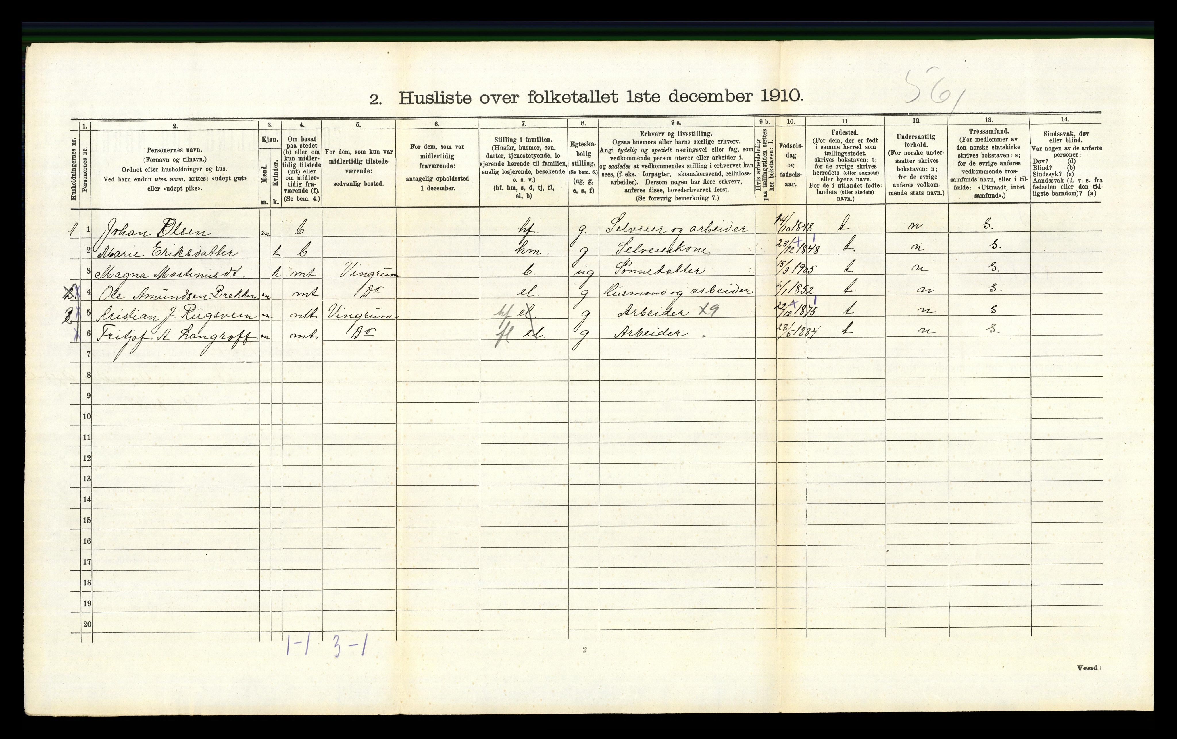 RA, 1910 census for Fåberg, 1910, p. 235