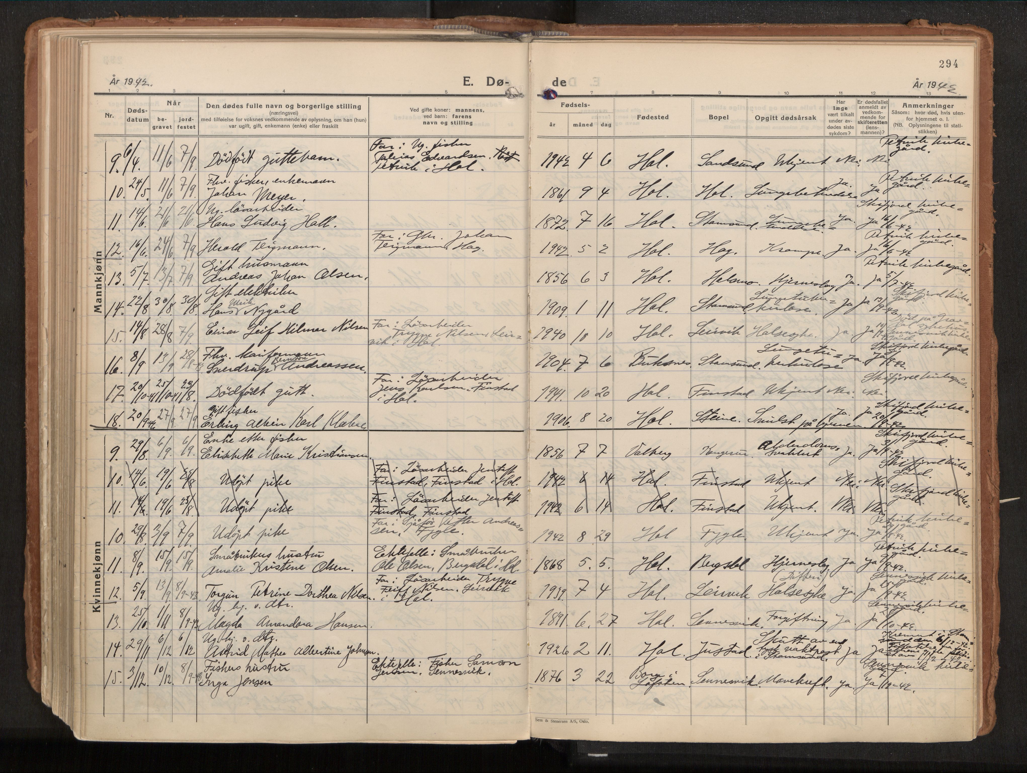 Ministerialprotokoller, klokkerbøker og fødselsregistre - Nordland, SAT/A-1459/882/L1182: Parish register (official) no. 882A04, 1932-1950, p. 294
