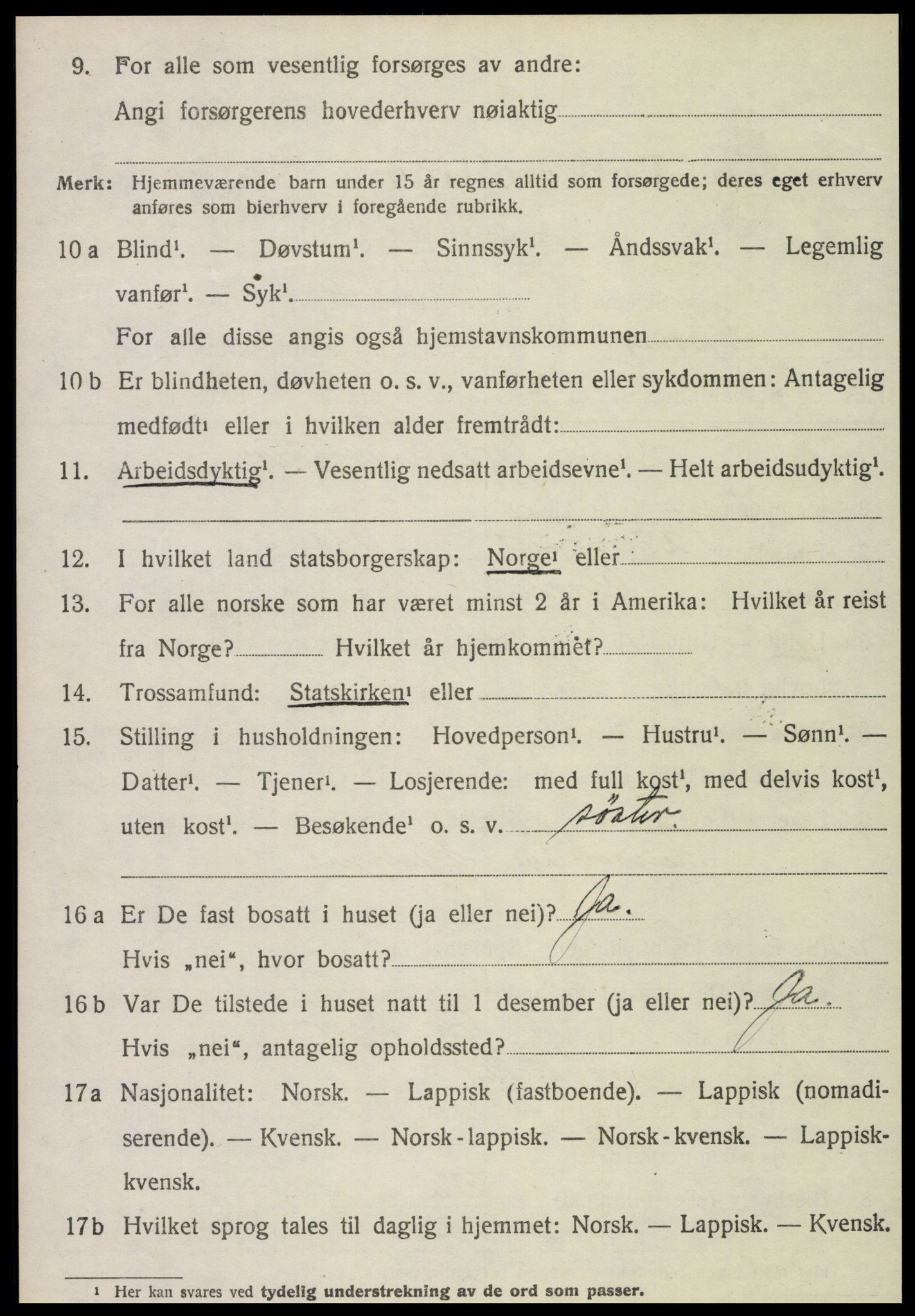 SAT, 1920 census for Grong, 1920, p. 1420
