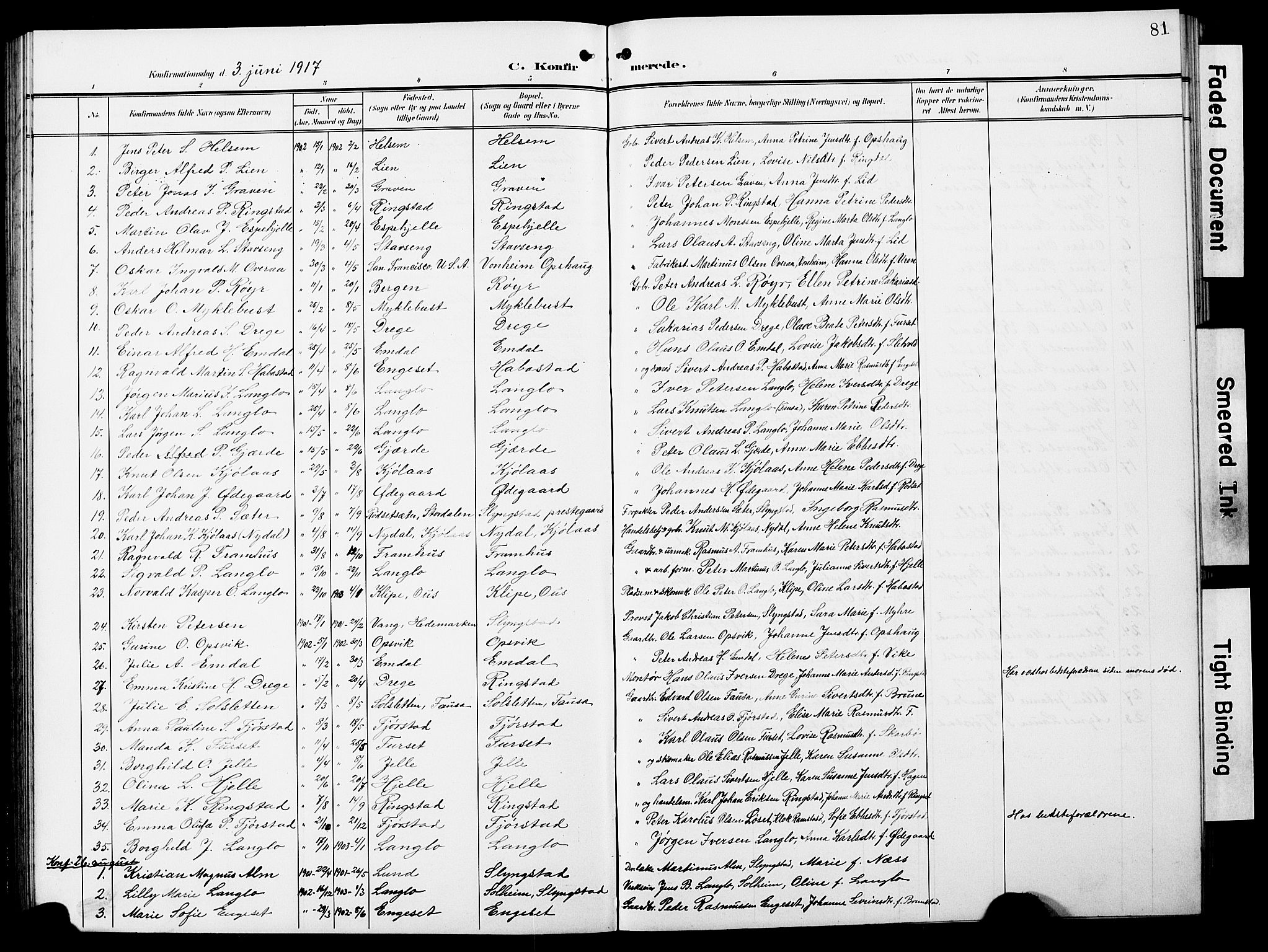 Ministerialprotokoller, klokkerbøker og fødselsregistre - Møre og Romsdal, SAT/A-1454/520/L0293: Parish register (copy) no. 520C05, 1902-1923, p. 81