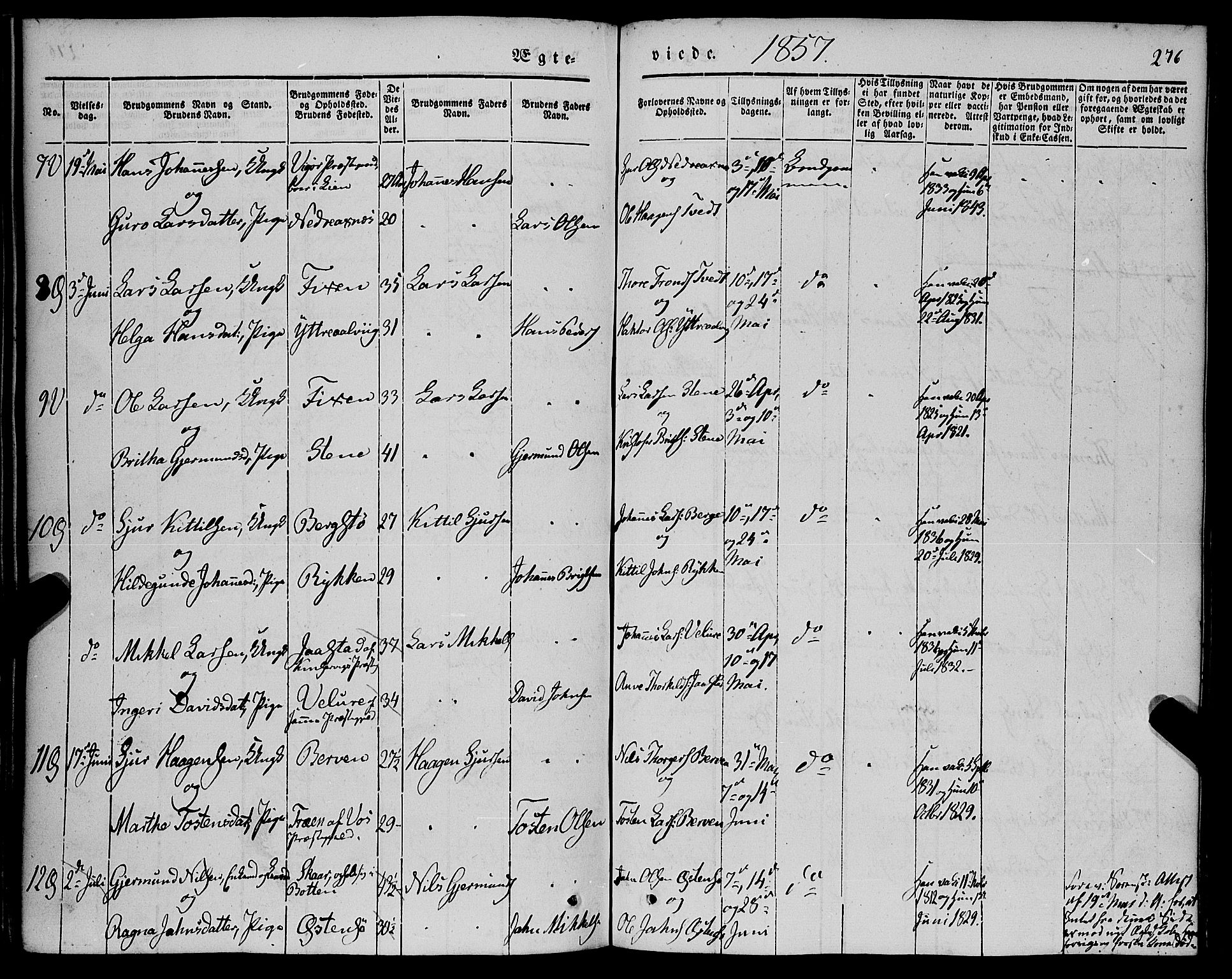 Kvam sokneprestembete, AV/SAB-A-76201/H/Haa: Parish register (official) no. A 8, 1844-1863, p. 276