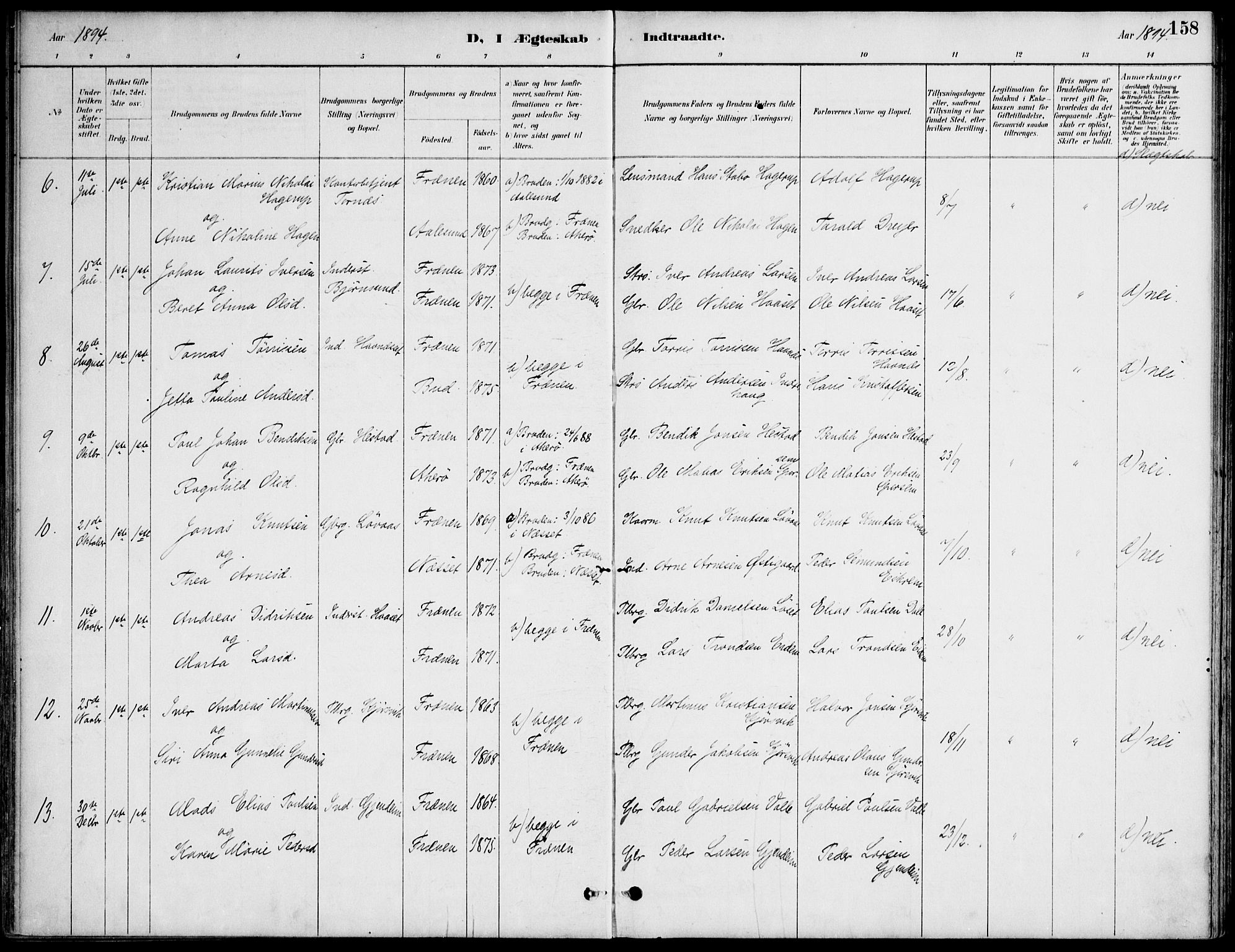 Ministerialprotokoller, klokkerbøker og fødselsregistre - Møre og Romsdal, AV/SAT-A-1454/565/L0750: Parish register (official) no. 565A04, 1887-1905, p. 158