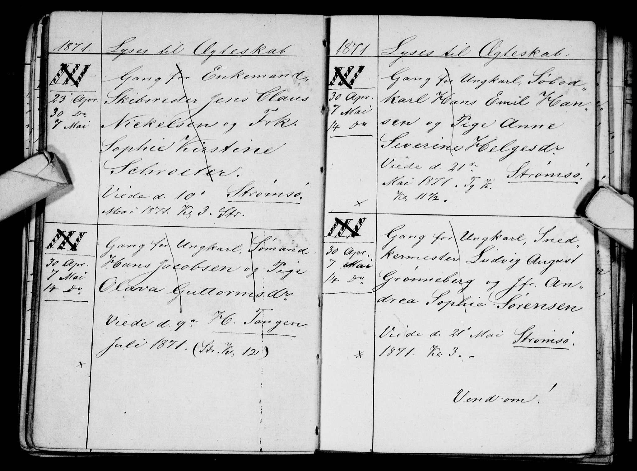 Strømsø kirkebøker, AV/SAKO-A-246/H/Ha/L0003: Banns register no. 3, 1866-1874