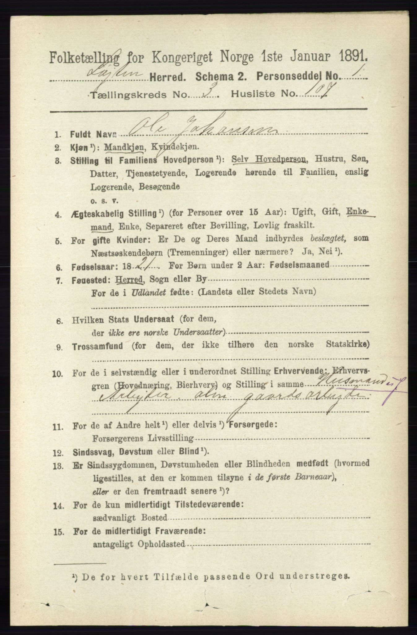 RA, 1891 census for 0415 Løten, 1891, p. 2656