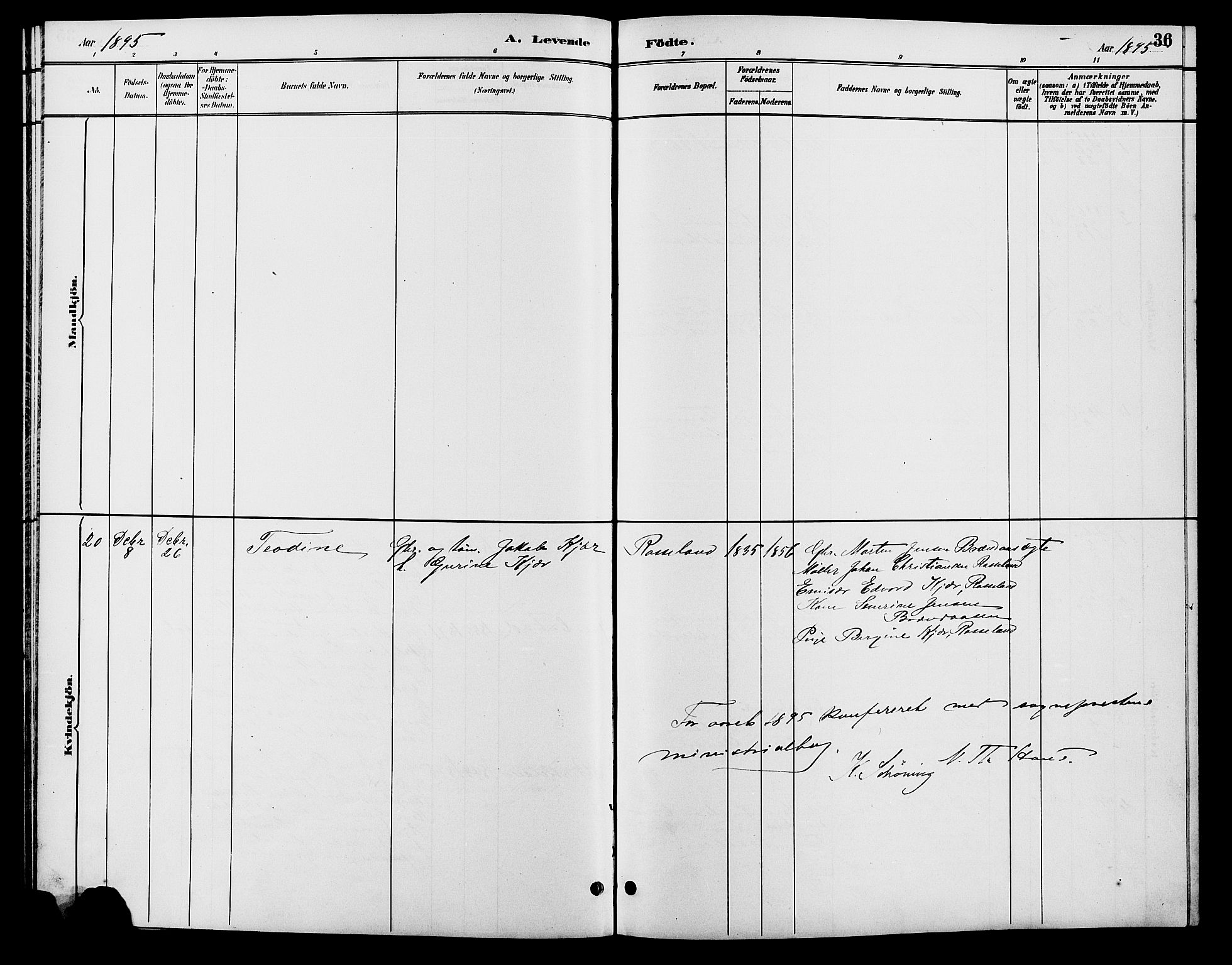 Søgne sokneprestkontor, SAK/1111-0037/F/Fb/Fba/L0004: Parish register (copy) no. B 4, 1888-1903, p. 36