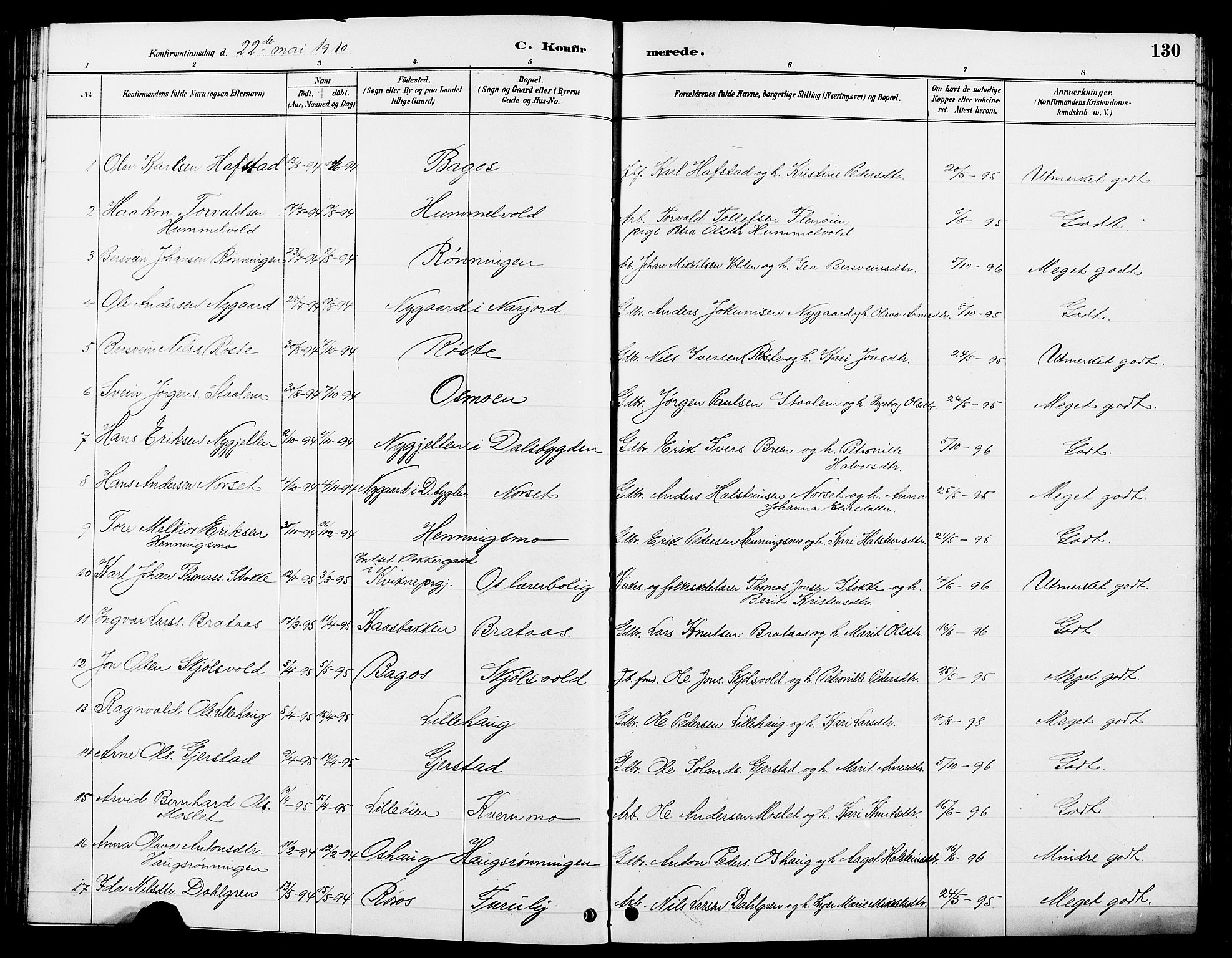 Tolga prestekontor, AV/SAH-PREST-062/L/L0008: Parish register (copy) no. 8, 1887-1912, p. 130