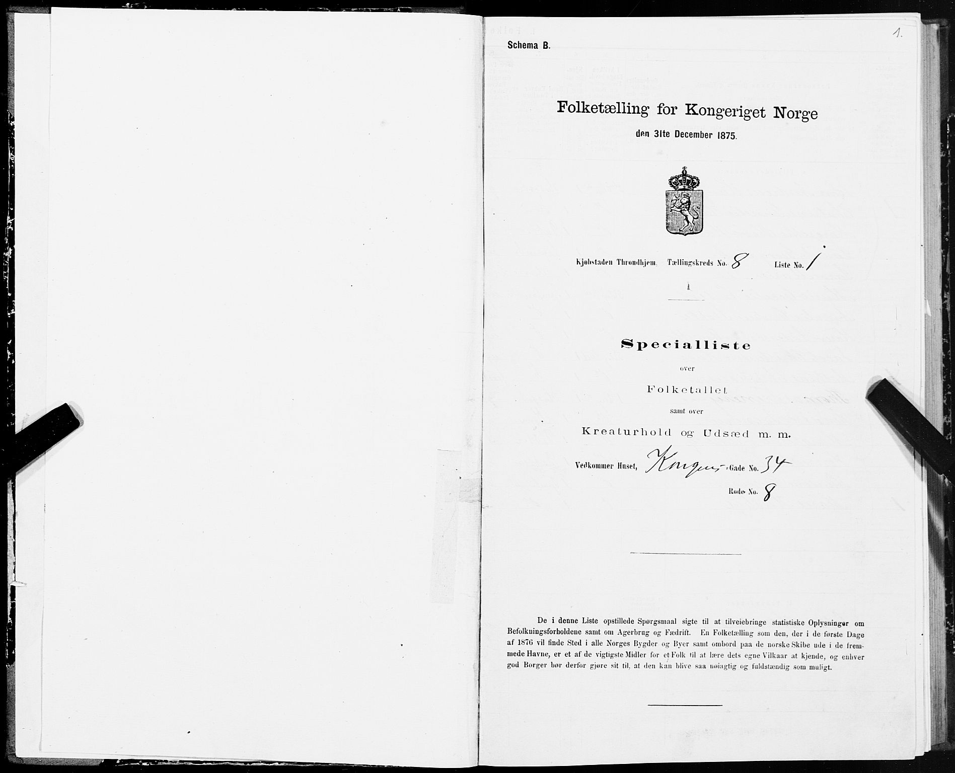 SAT, 1875 census for 1601 Trondheim, 1875, p. 5001