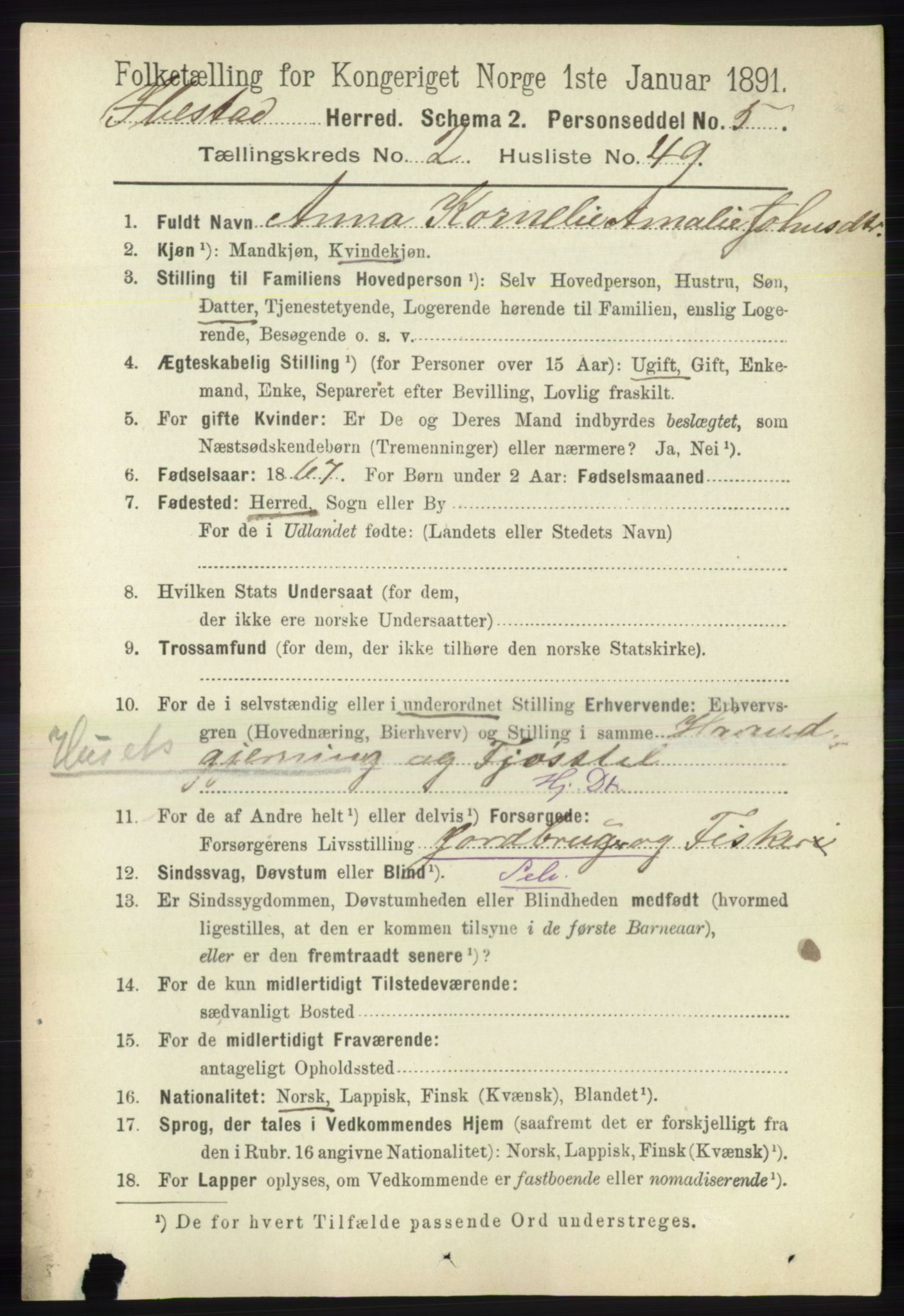 RA, 1891 census for 1917 Ibestad, 1891, p. 1224