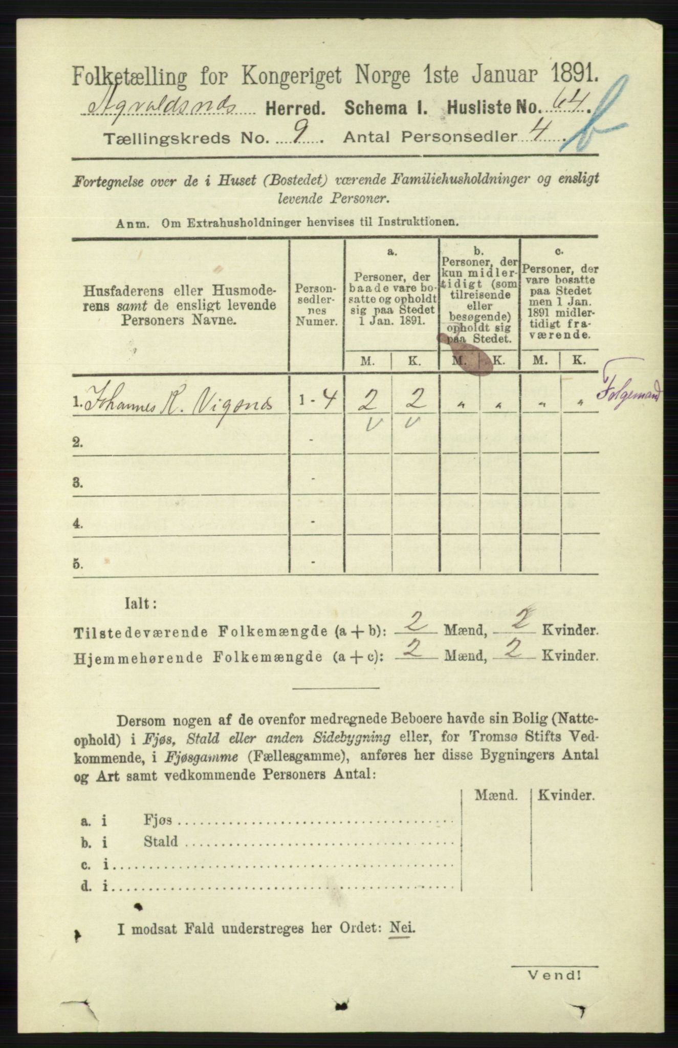 RA, 1891 census for 1147 Avaldsnes, 1891, p. 4954