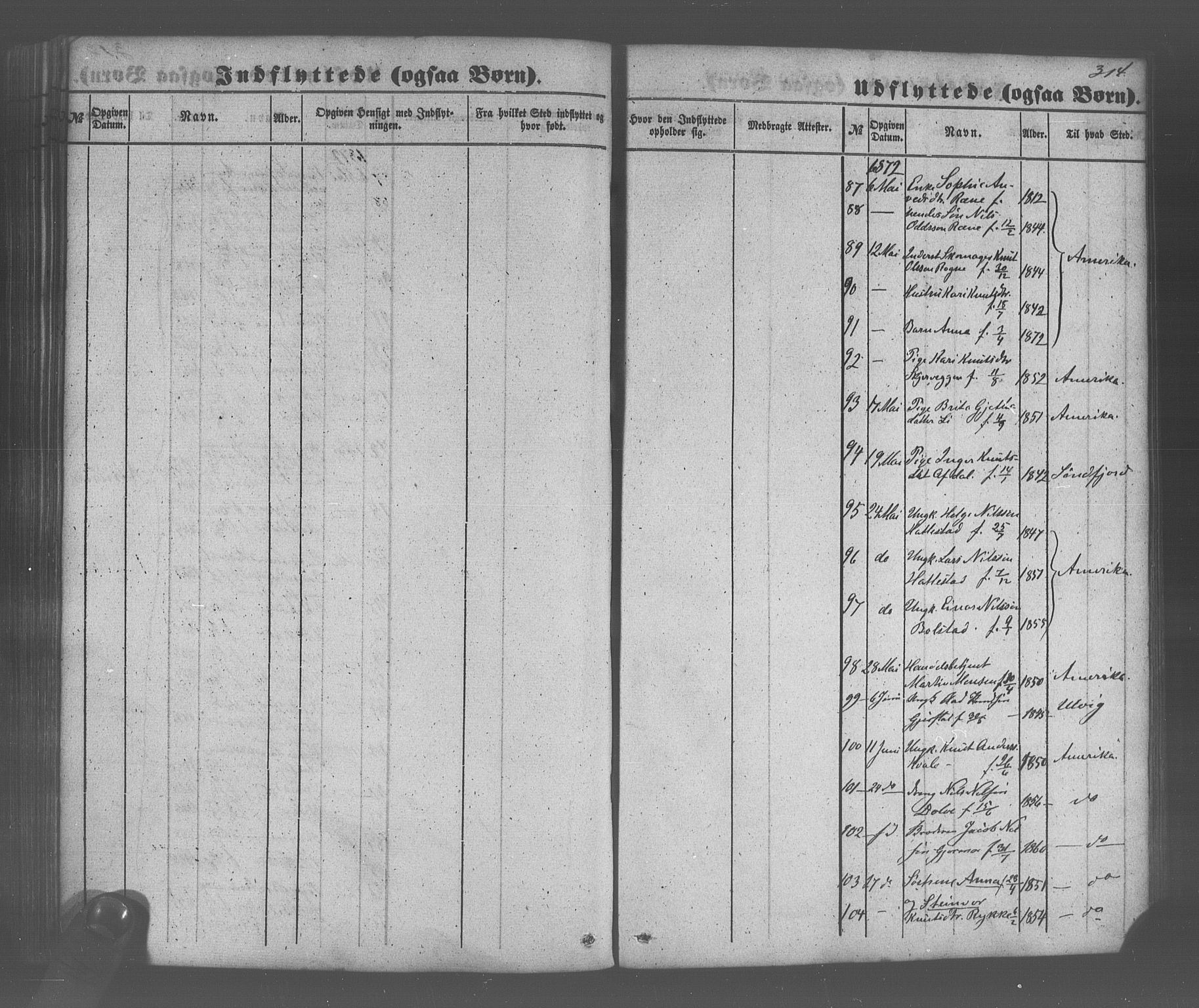 Voss sokneprestembete, AV/SAB-A-79001/H/Haa: Parish register (official) no. A 20, 1855-1886, p. 314
