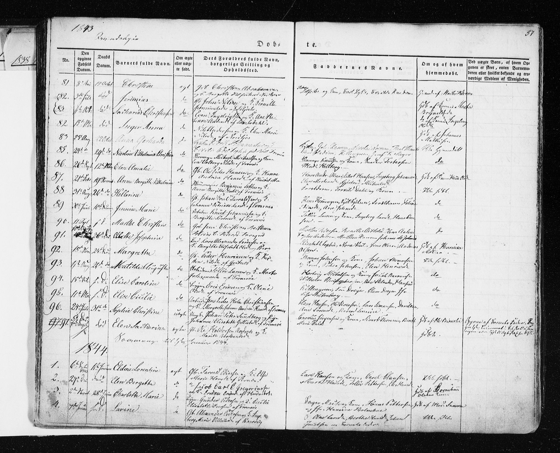 Tromsø sokneprestkontor/stiftsprosti/domprosti, SATØ/S-1343/G/Ga/L0009kirke: Parish register (official) no. 9, 1837-1847, p. 57