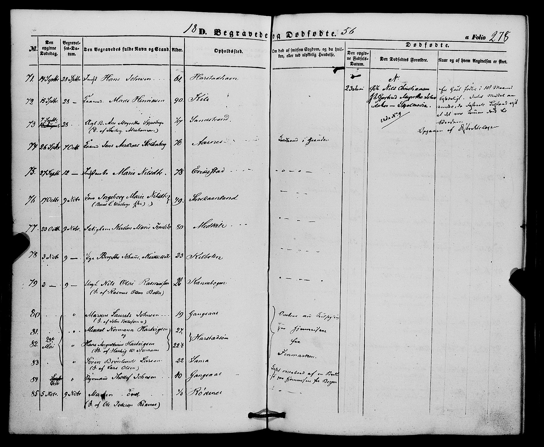 Trondenes sokneprestkontor, AV/SATØ-S-1319/H/Ha/L0011kirke: Parish register (official) no. 11, 1853-1862, p. 278