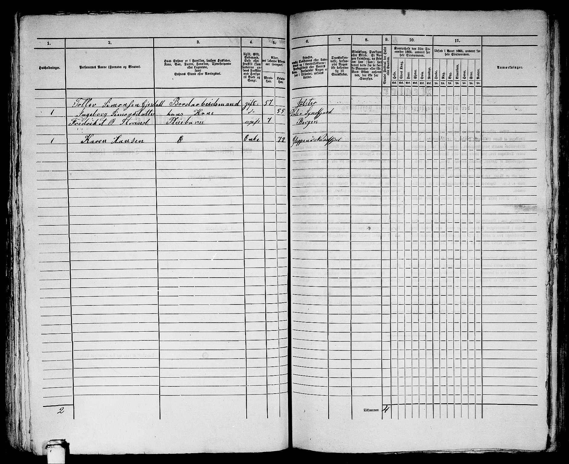 RA, 1865 census for Bergen, 1865, p. 2339